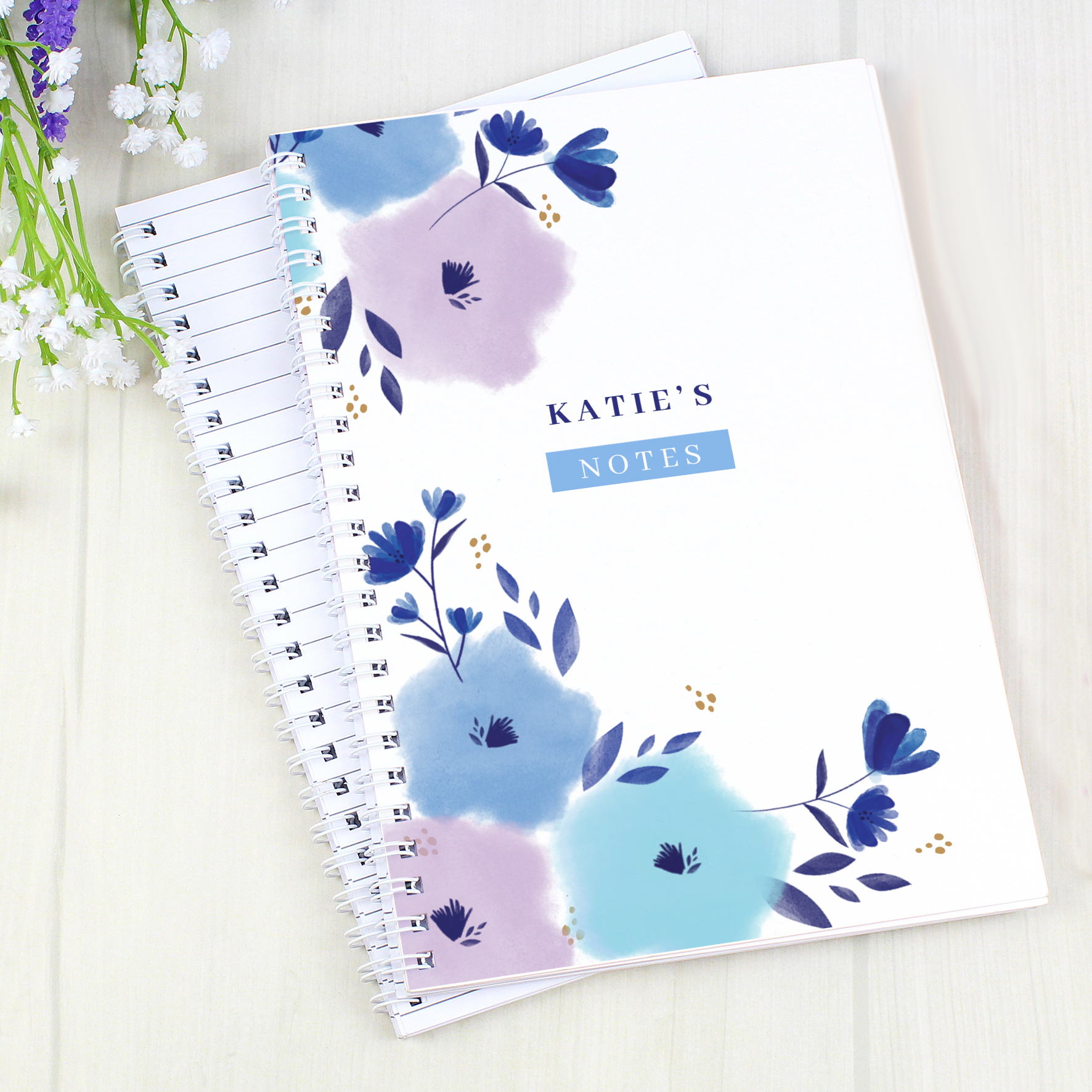 Personalised Floral A5 Ringbound Notebook