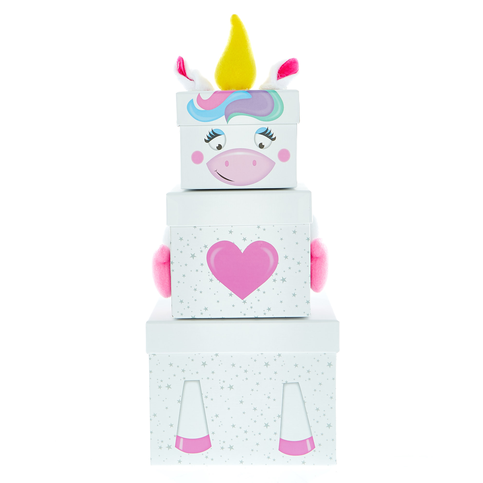 Stackable Plush Unicorn Gift Boxes - Pack Of 3