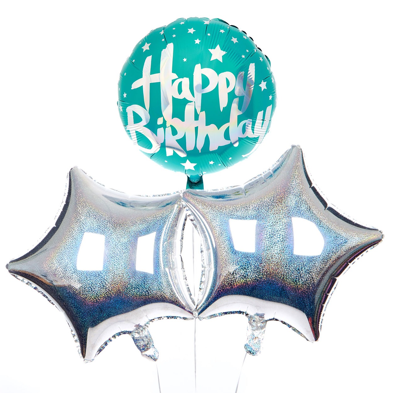 Teal Happy Birthday Balloon Bouquet - DELIVERED INFLATED!
