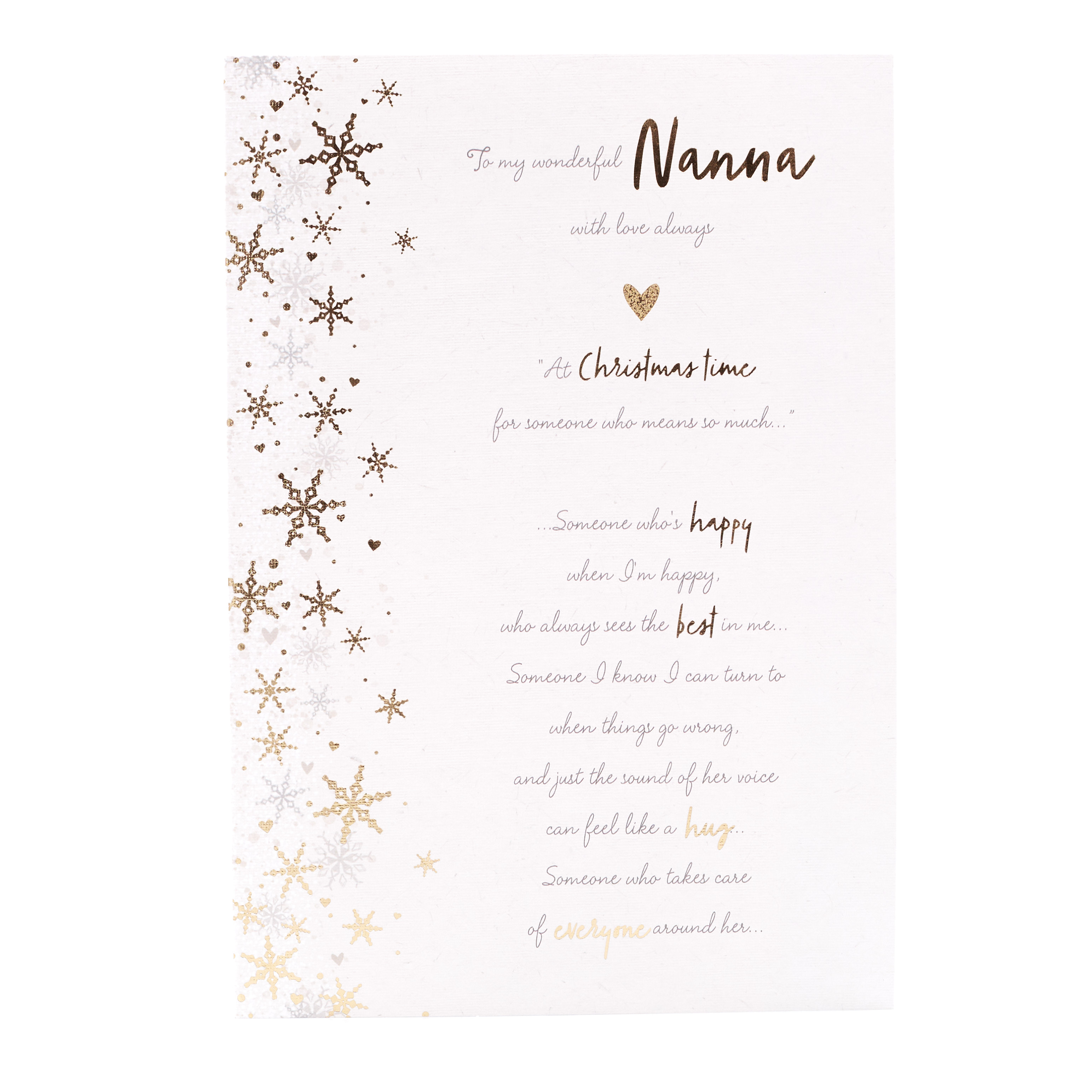 Christmas Card - Wonderful Nanna, Traditional Verse