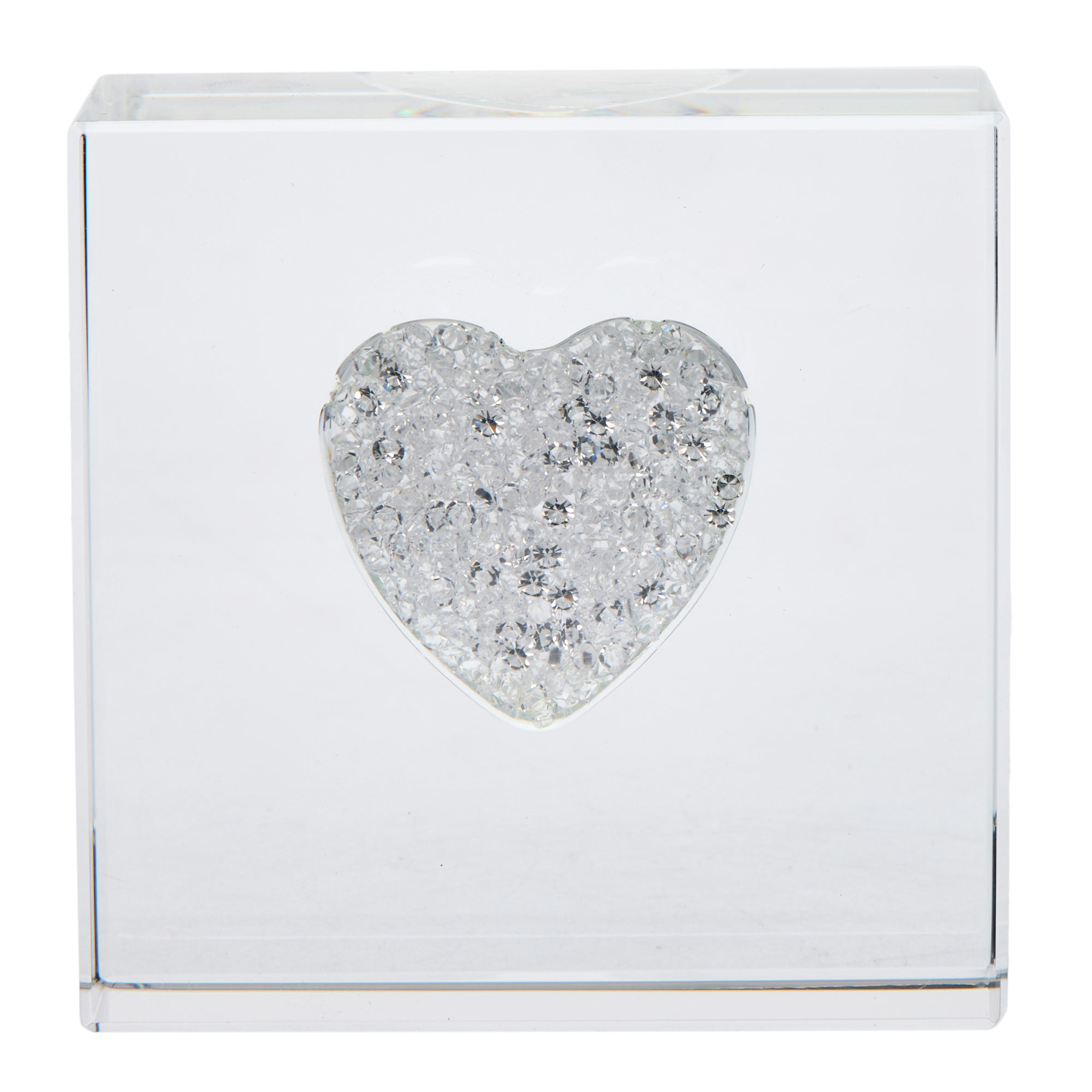 White Diamante Heart Paperweight