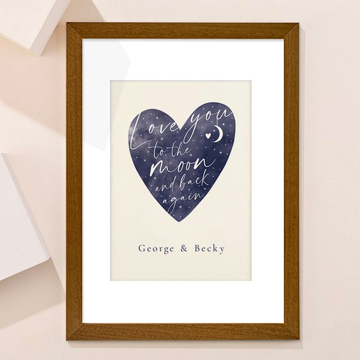 Personalised Love You To The Moon And Back Heart Framed Print