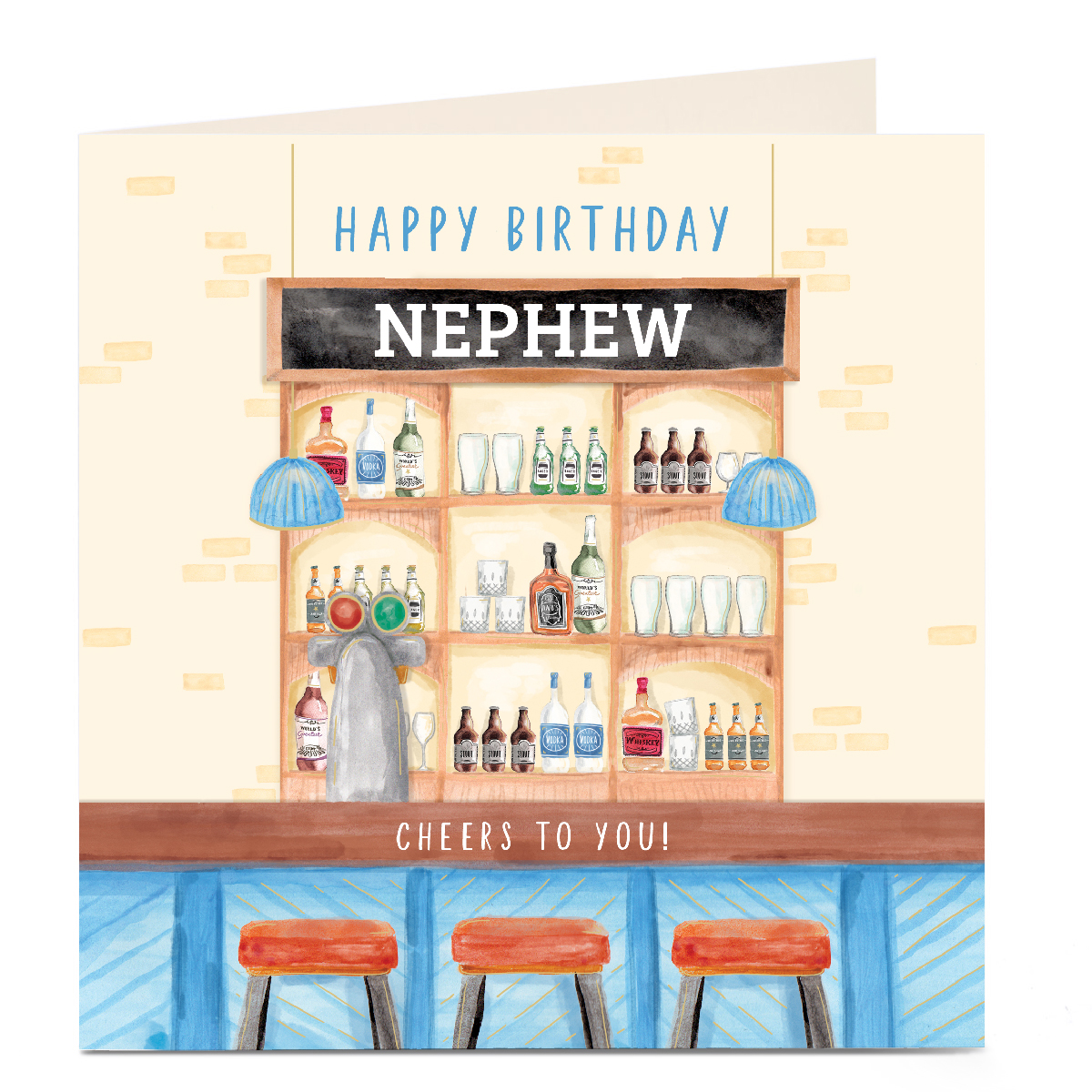 Personalised Birthday Card - Nephew Cheers to You Pub Scene