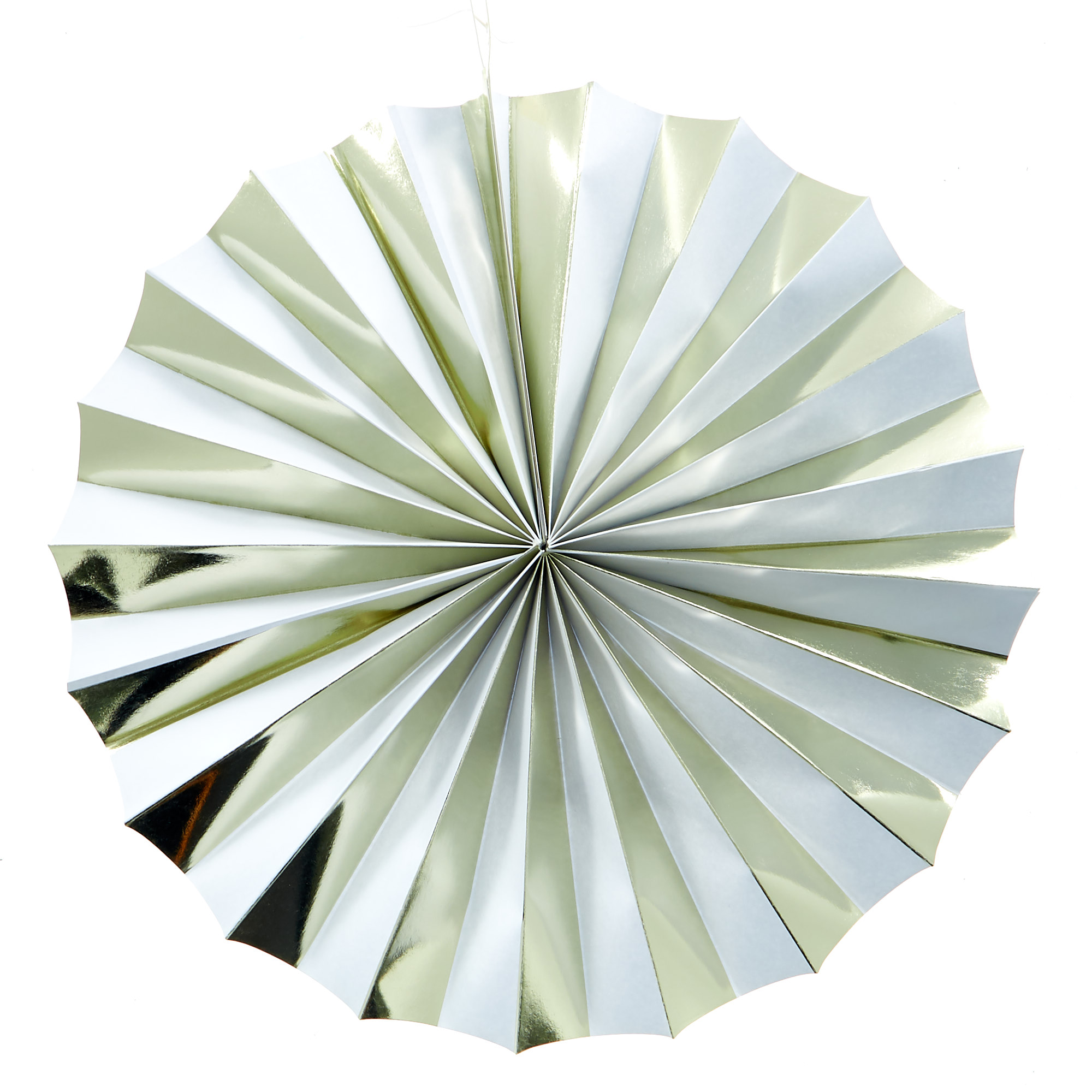 White & Gold Paper Fan Decorations - Pack Of 3