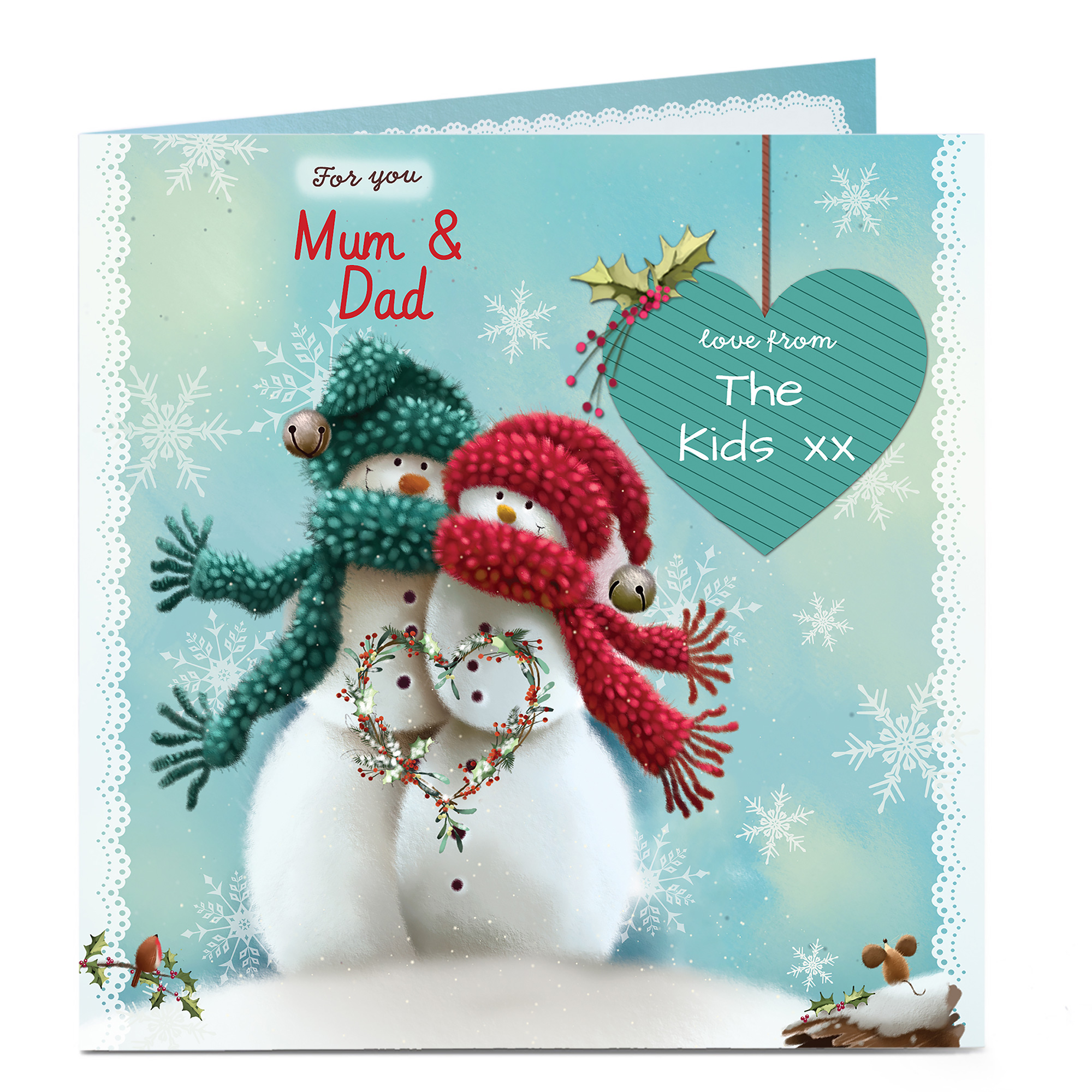 Personalised Christmas Card - Mum & Dad Snow Couple