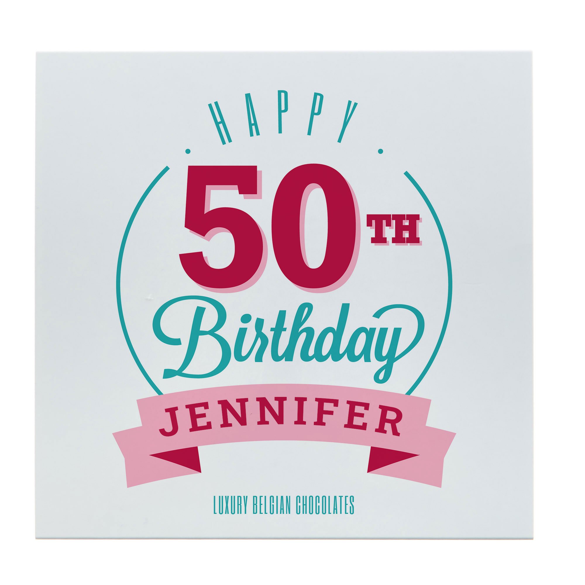 Personalised Belgian Chocolates - Happy 50th Birthday