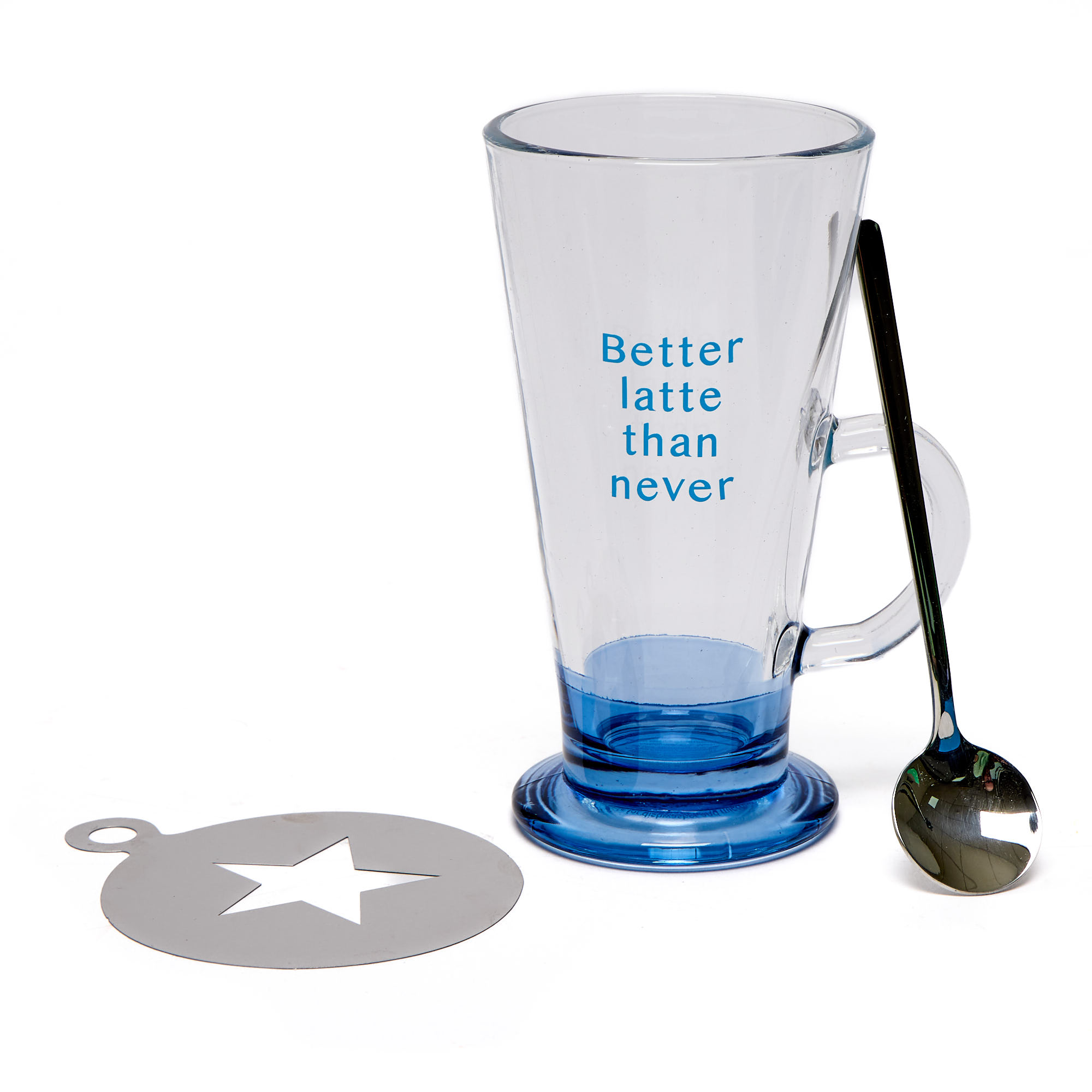 You're Amazing Latte Glass, Spoon & Coffee Art Stencil Set