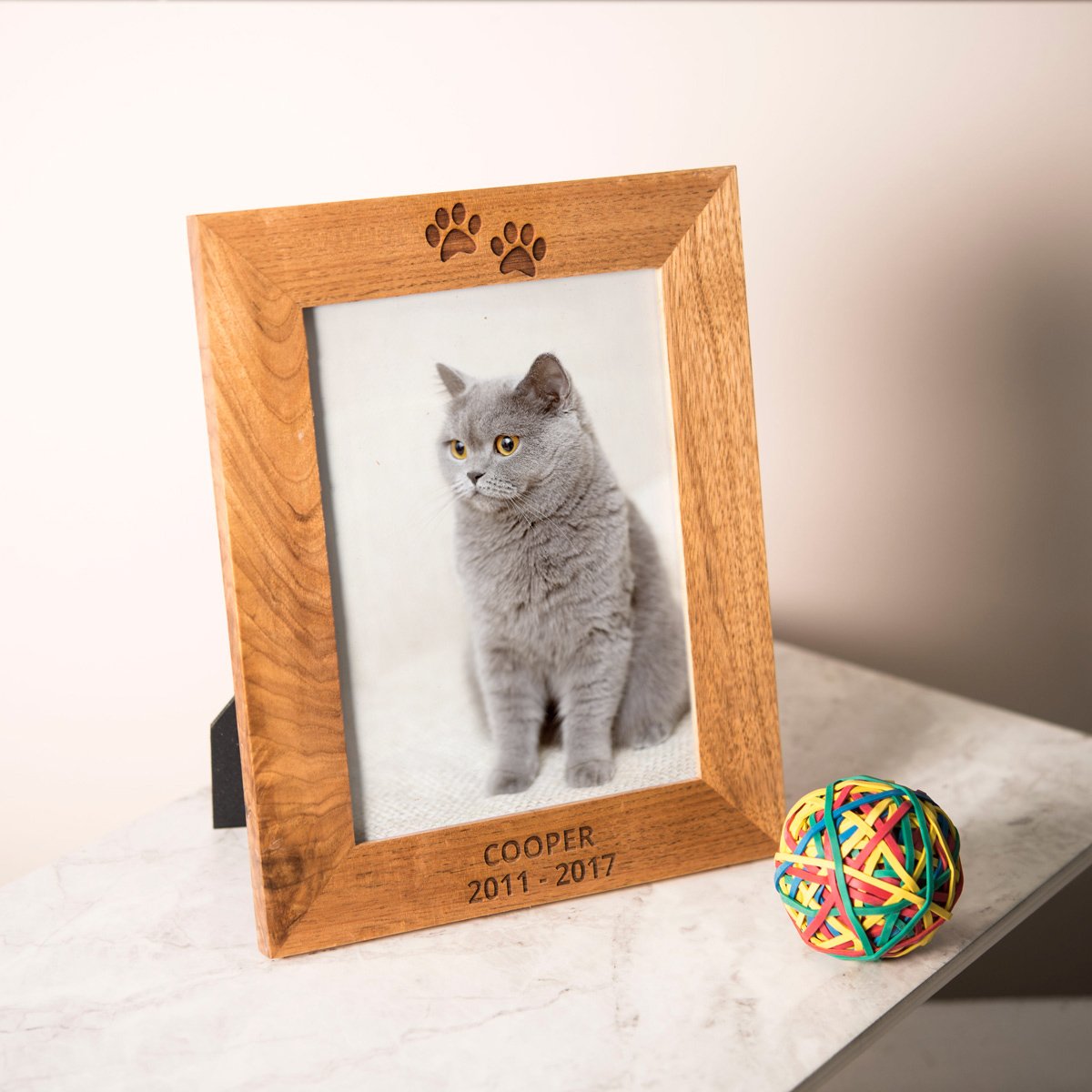 Personalised Wooden Photo Frame - Paw Prints