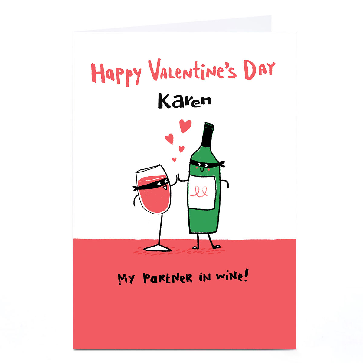 Personalised Hew Ma Valentine's Day Card - Partner In Wine