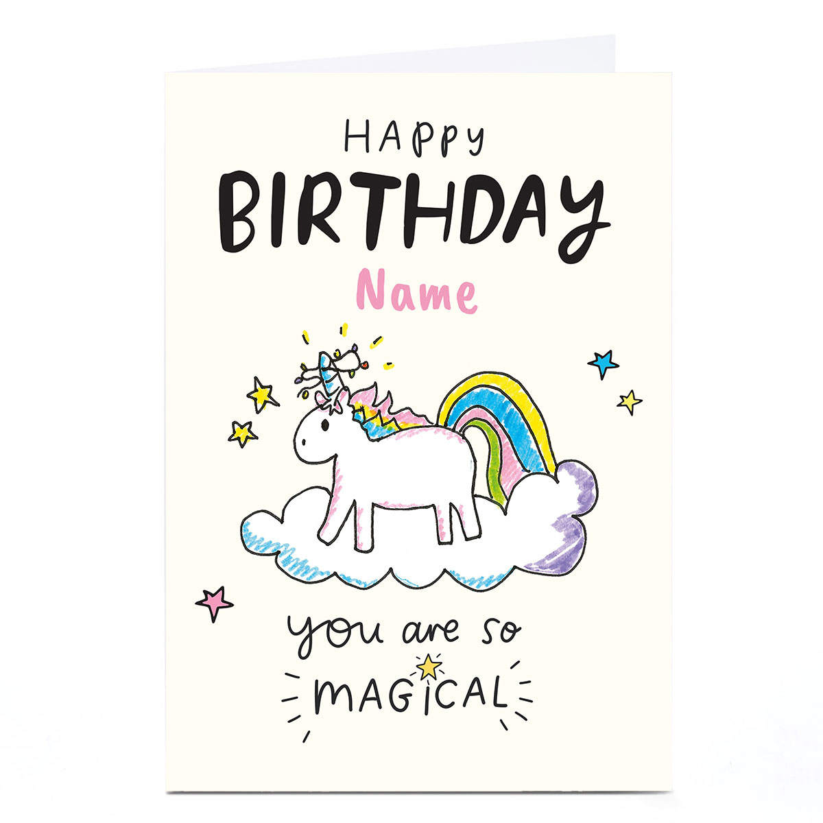 Personalised Birthday Card - You Are Magical Unicorn on Cloud