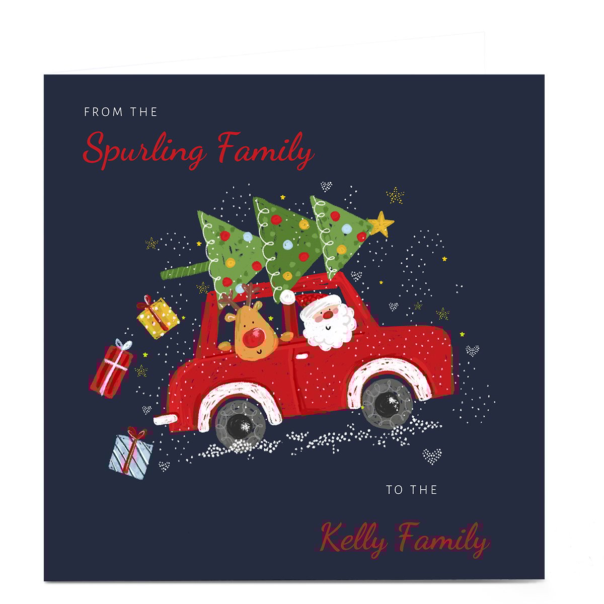 Personalised Kerry Spurling Christmas Card - Santa in Car