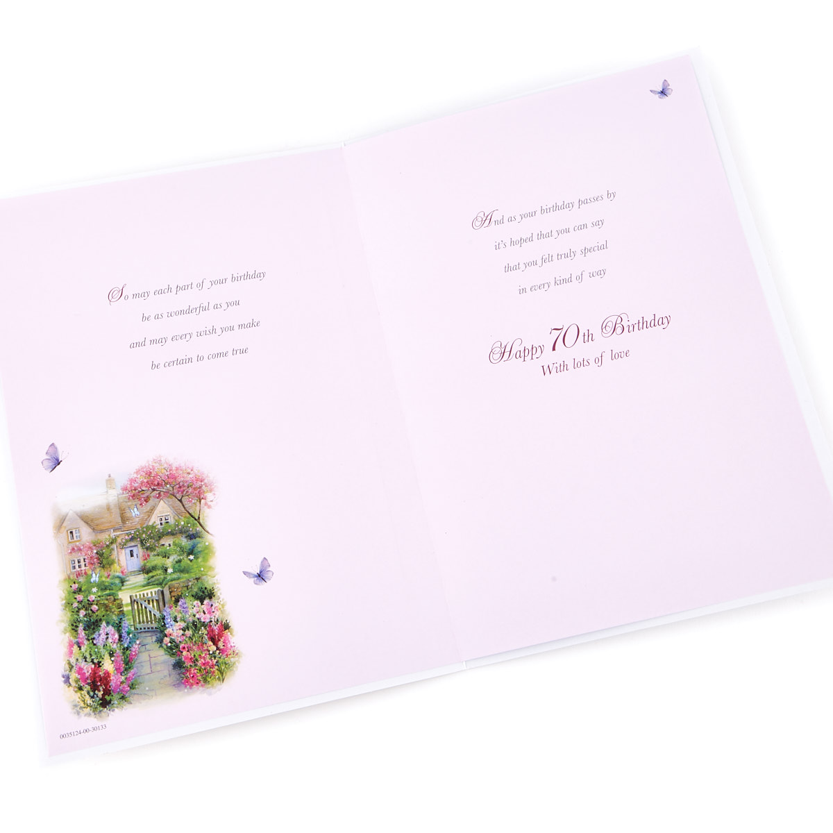 70th Birthday Card -Butterfly Garden