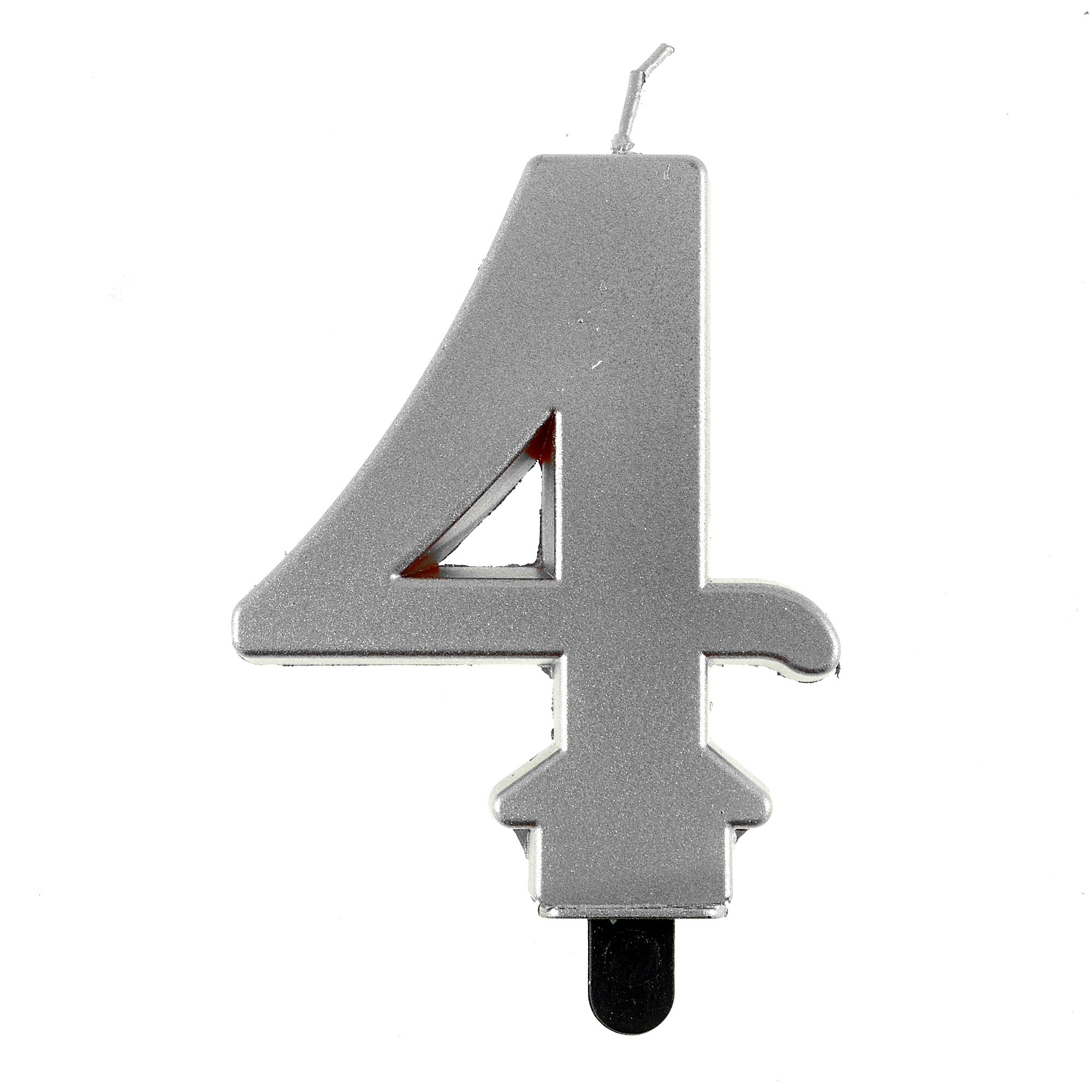 Silver Number 4 Cake Candle 