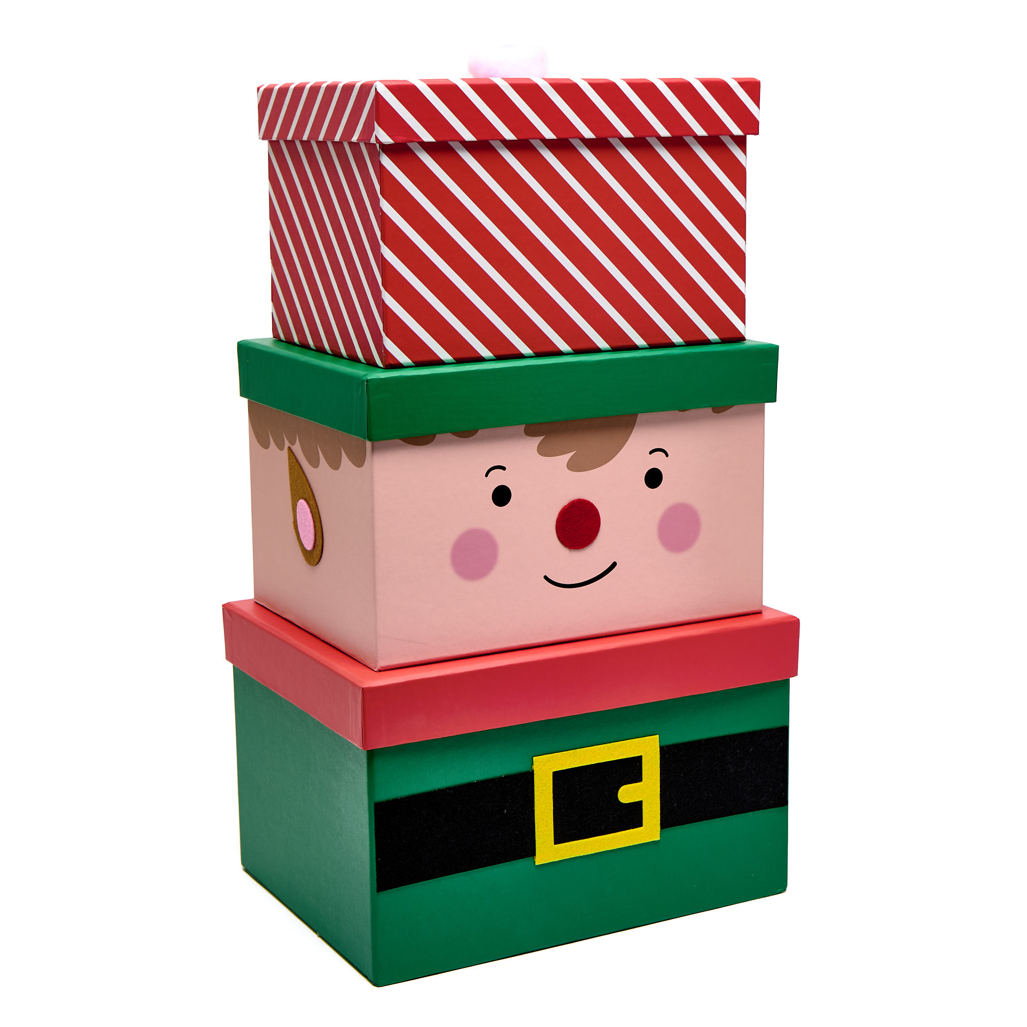 Elf Stacking Gift Boxes - Set of 3