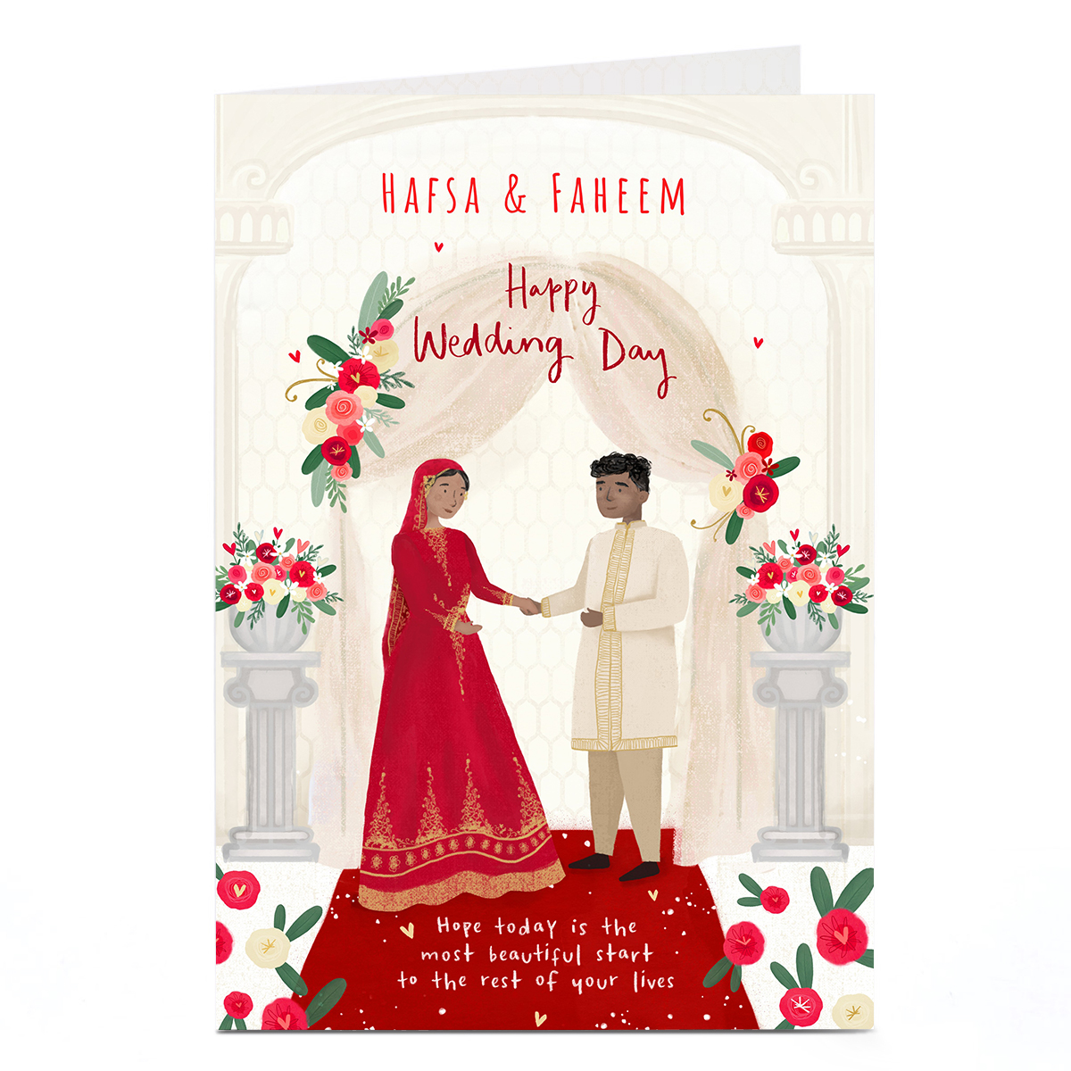 Personalised Full Red Dress & Sherwani Wedding Card