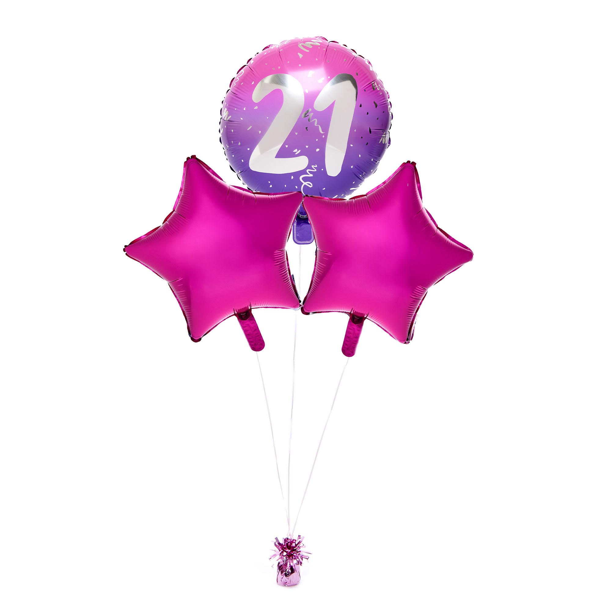 Pink 21st Birthday Balloon Bouquet - Delivered Inflated!