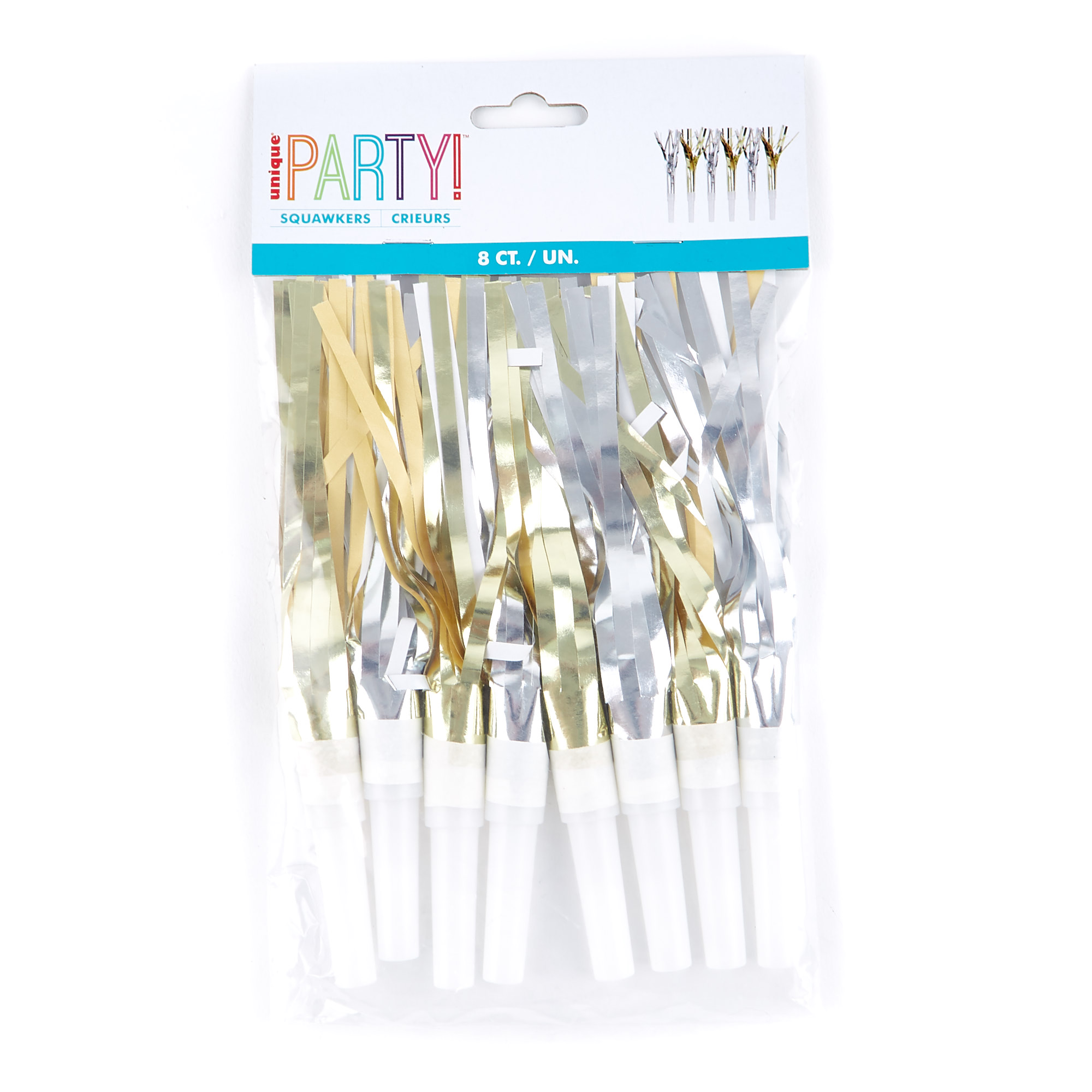 Gold & Silver Foil Party Blowouts - Pack Of 8