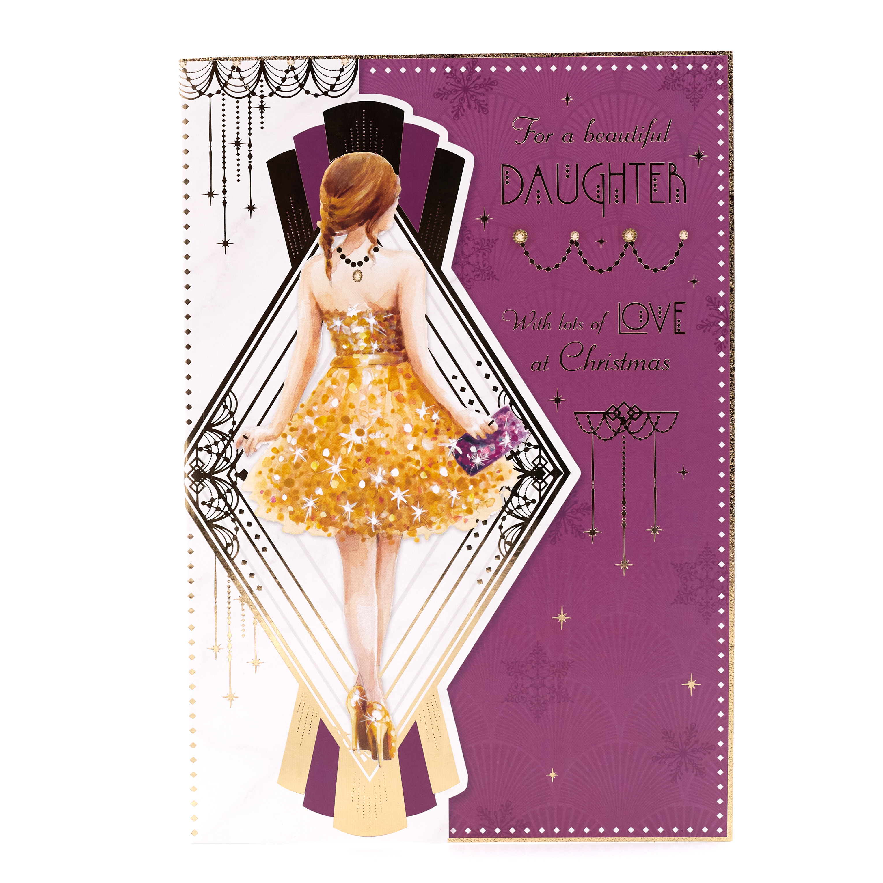 Christmas Card, Beautiful Daughter, Art Deco Christmas