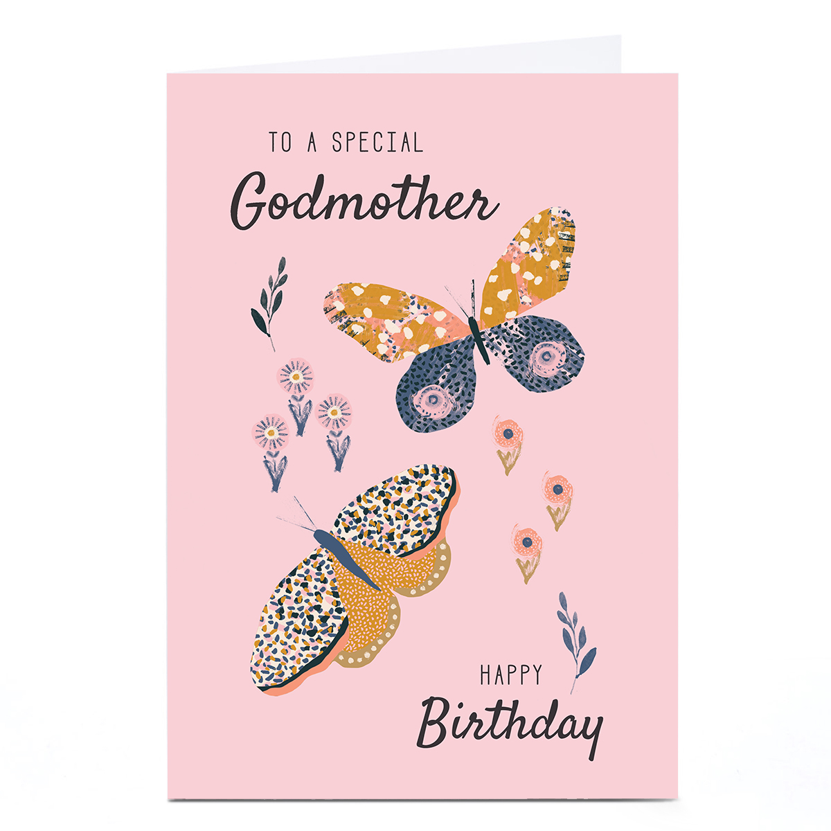 Personalised Rebecca Prinn Birthday Card - Butterflies & Flowers Godmother