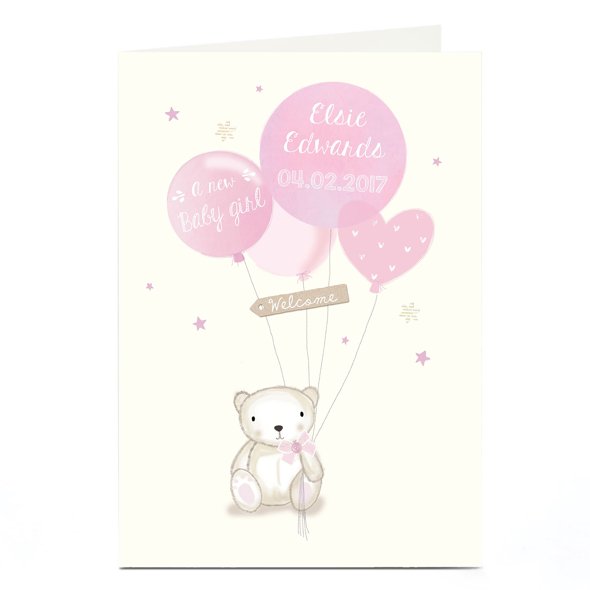 baby girl teddy bear card factory