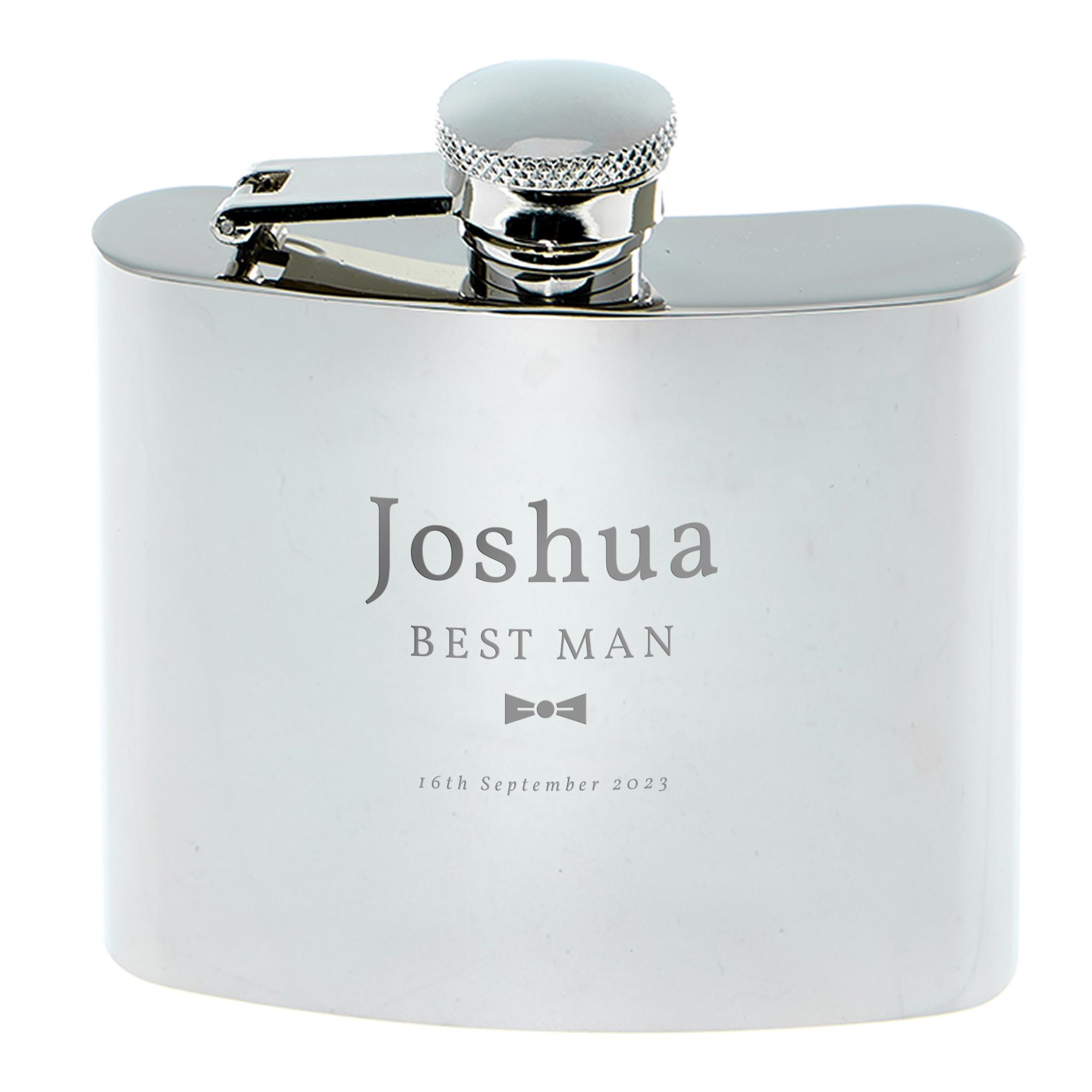 Personalised Silver Hip Flask - Best Man 