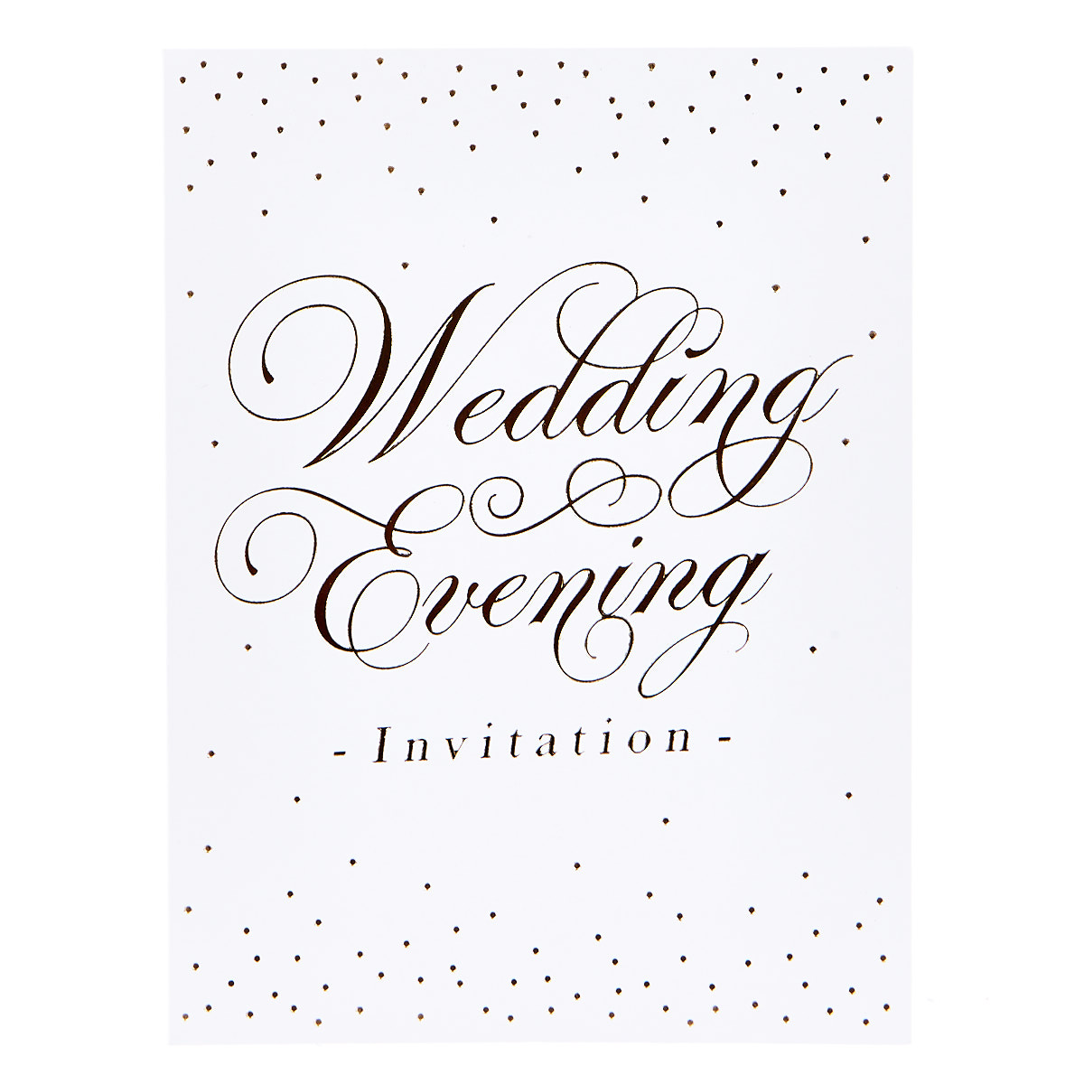 White & Gold Evening Wedding Invitations - Set of 12