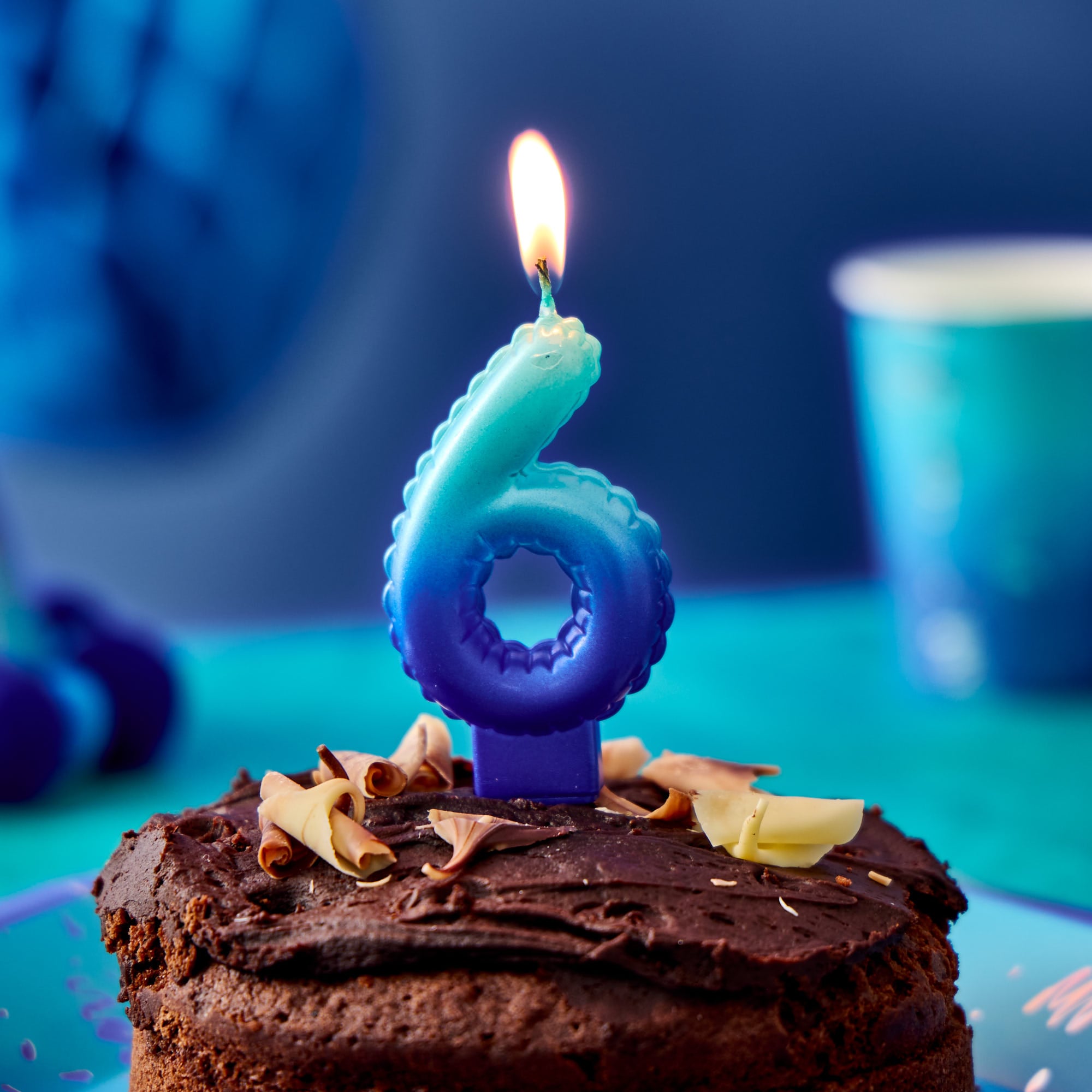 Blue Number 6 Cake Candle