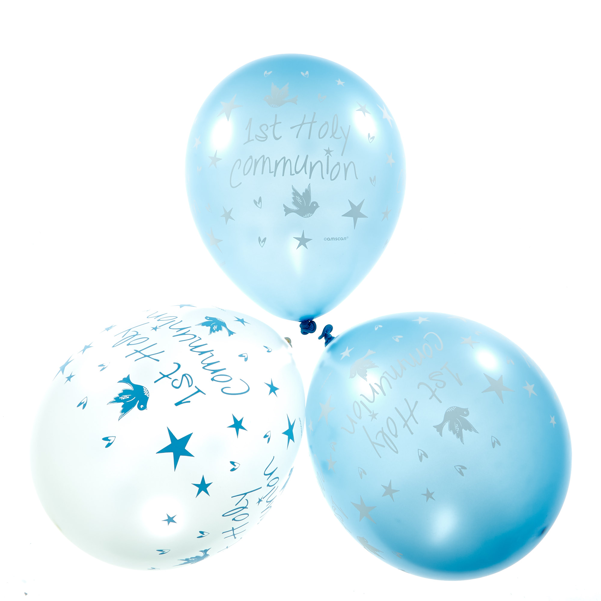Blue First Communion Helium Latex Balloons - Pack Of 6