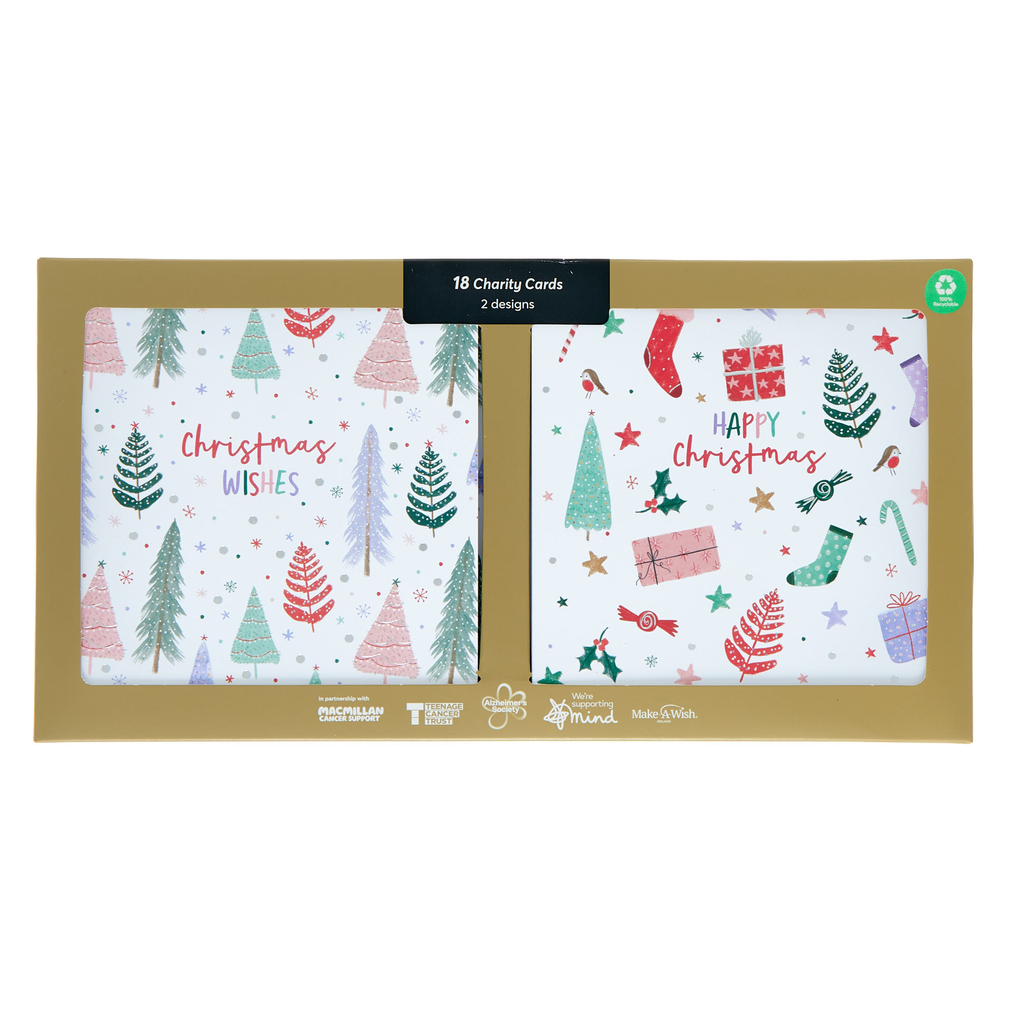 18 Charity Christmas Cards - Festive Icons (2 Designs)