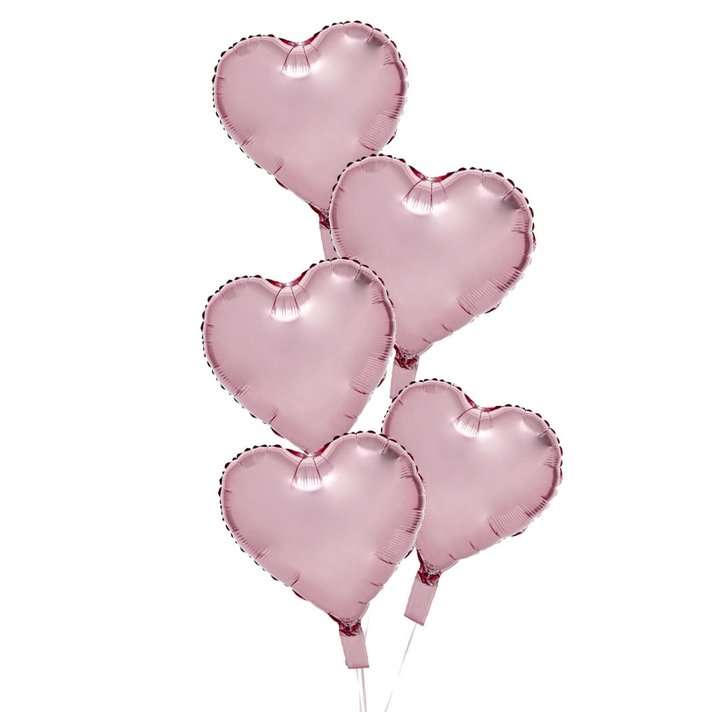 5 Baby Pink Hearts Balloon Bouquet - DELIVERED INFLATED!
