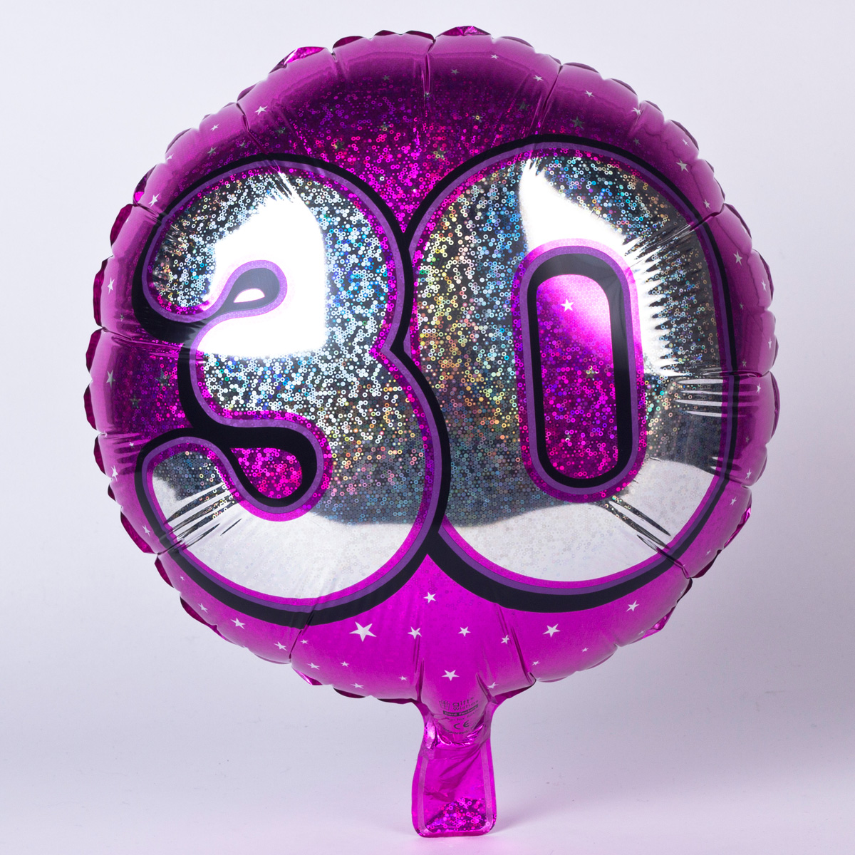 Holographic Pink Age 30 Foil Helium Balloon