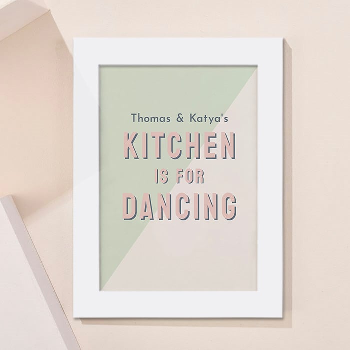 Personalised Kitchen Is For Dancing Framed Wall Art - Names