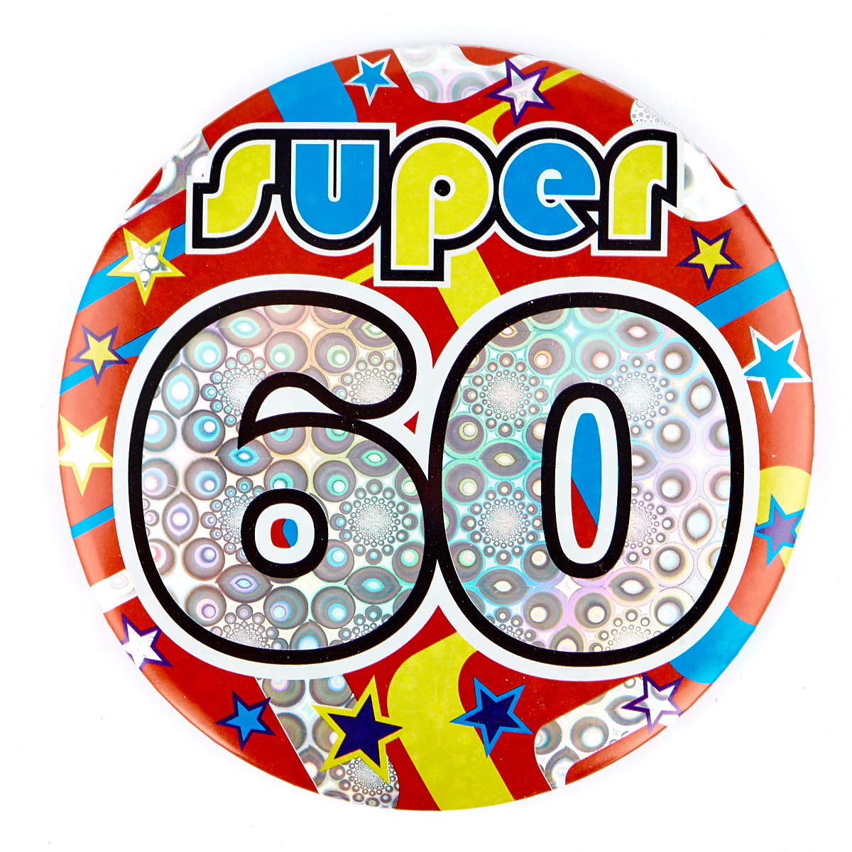 Holographic Age 60 Giant Birthday Badge