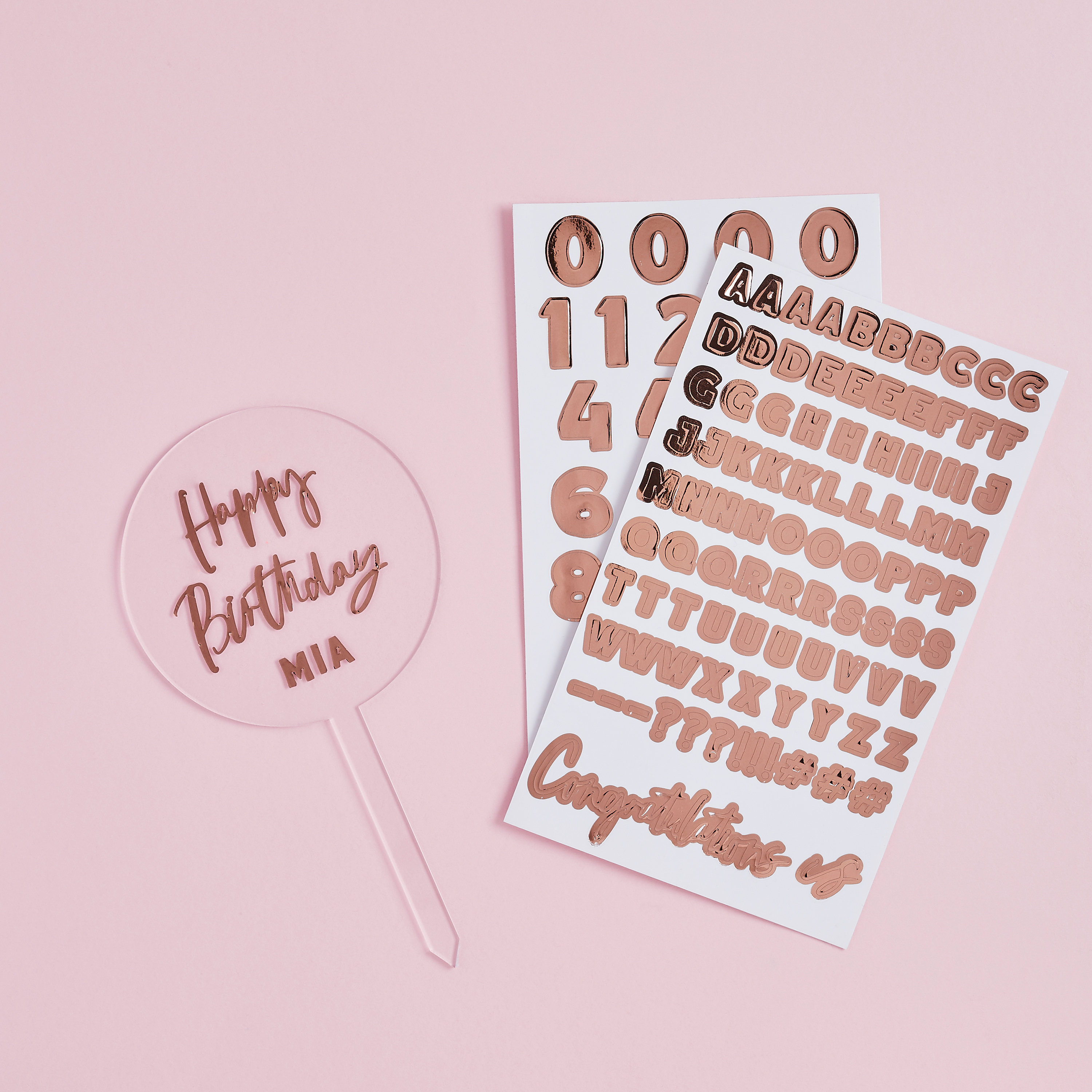 Metallic Rose Gold Customisable Acrylic Cake Topper