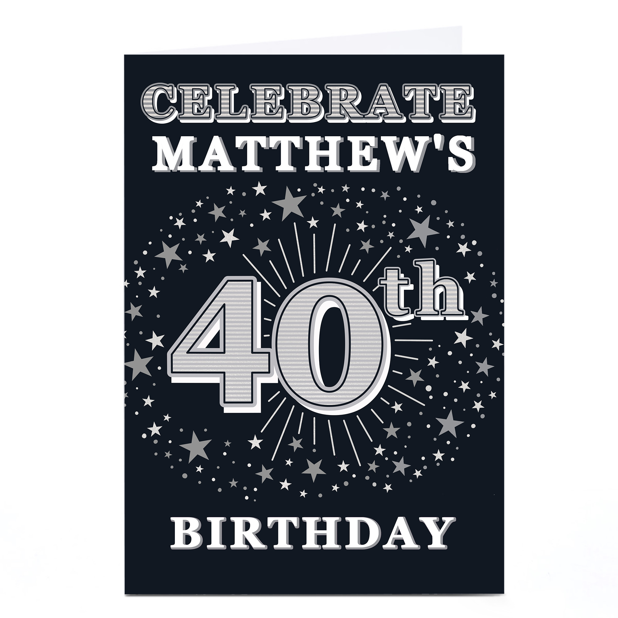 Personalised 40th Birthday Invitation - Silver Stars