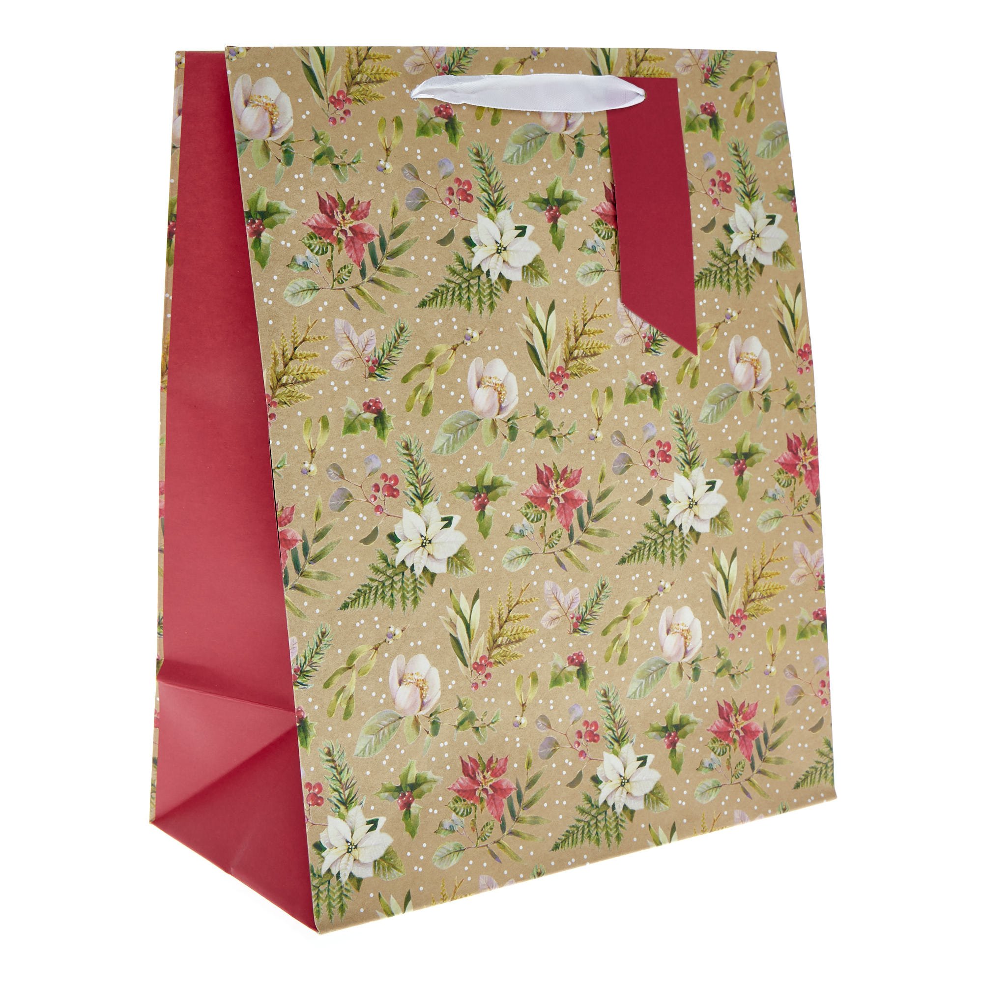 Large Portrait Kraft Festive Foliage Gift Bag