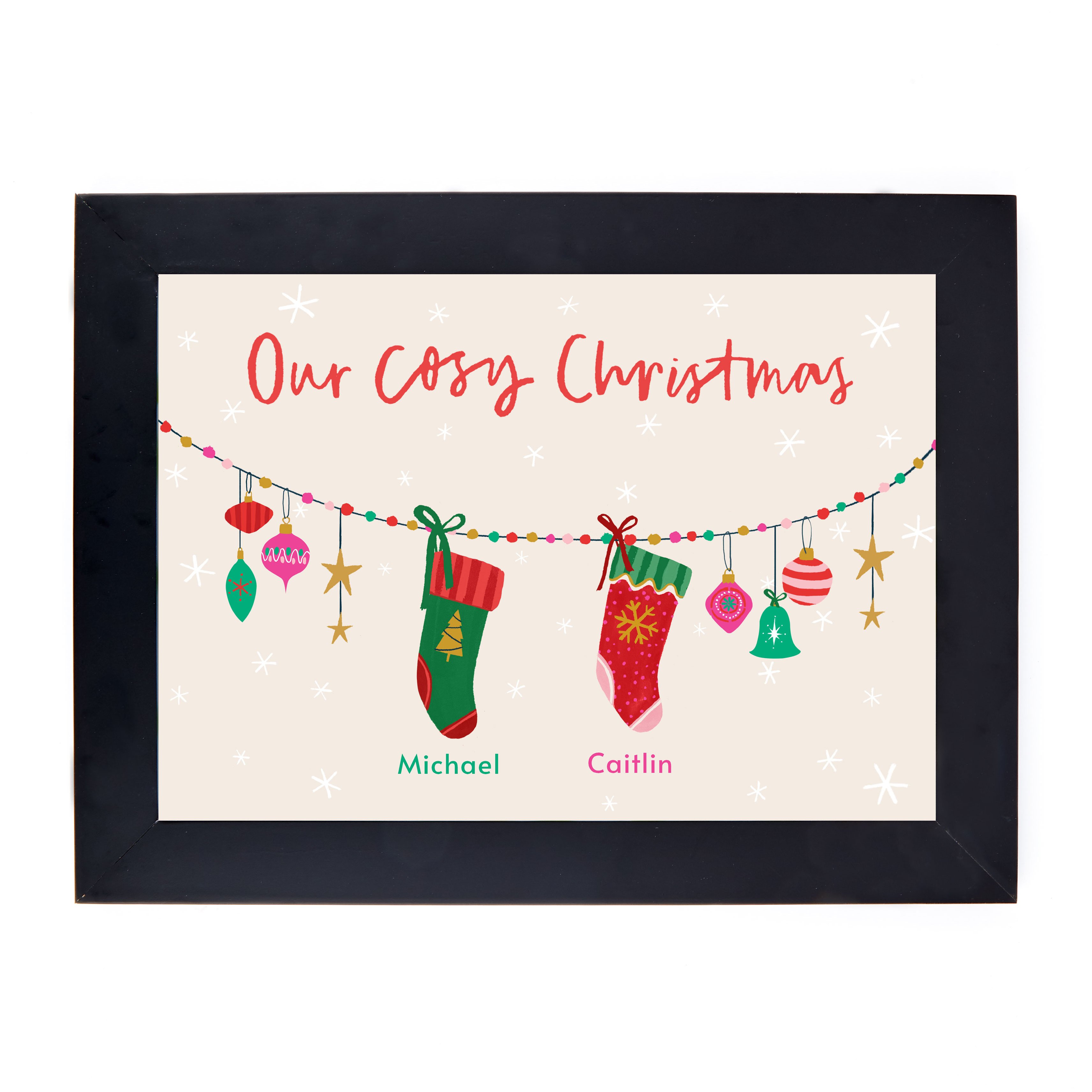 Personalised Couple Christmas Print - 2 Stockings