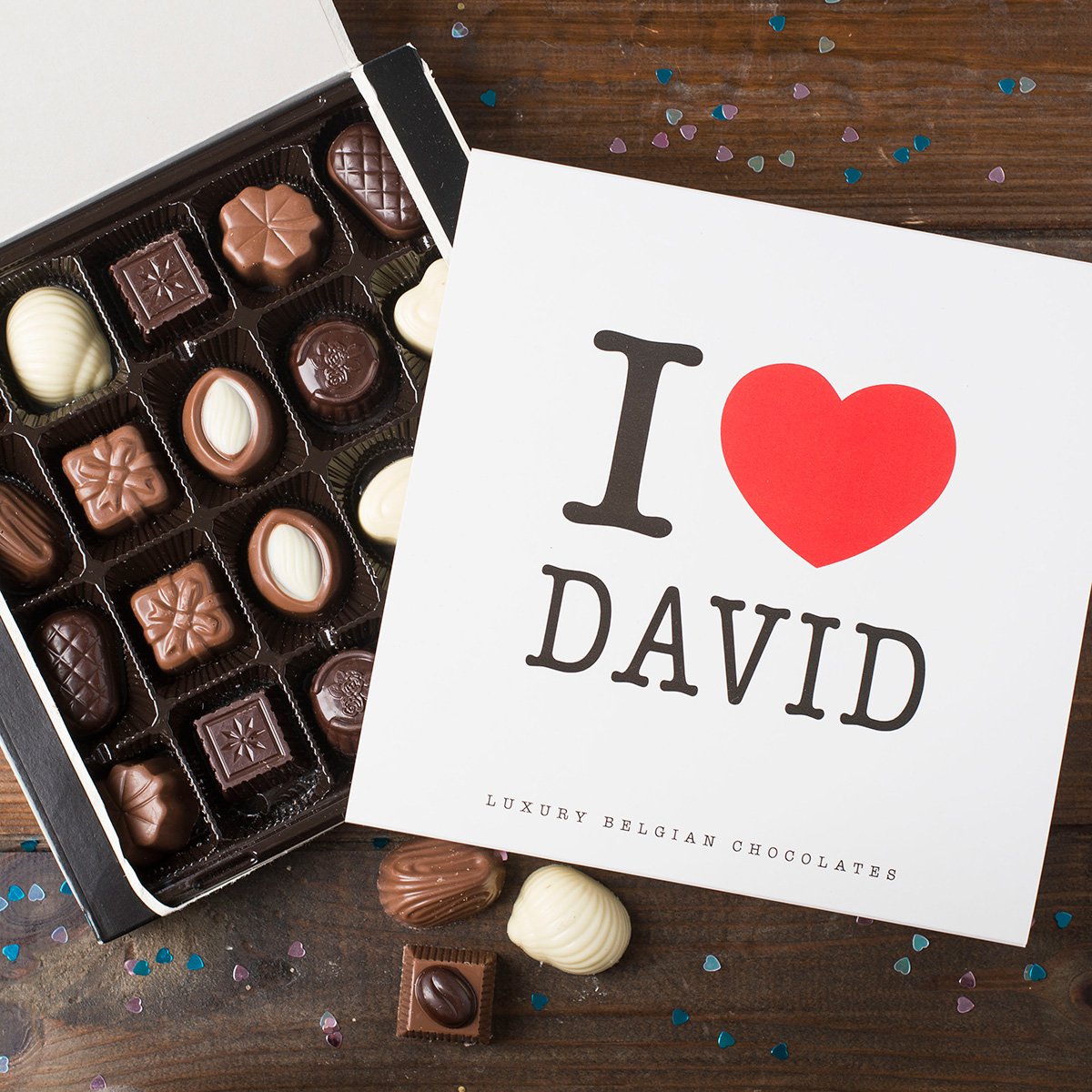 Personalised Belgian Chocolates - I Heart You