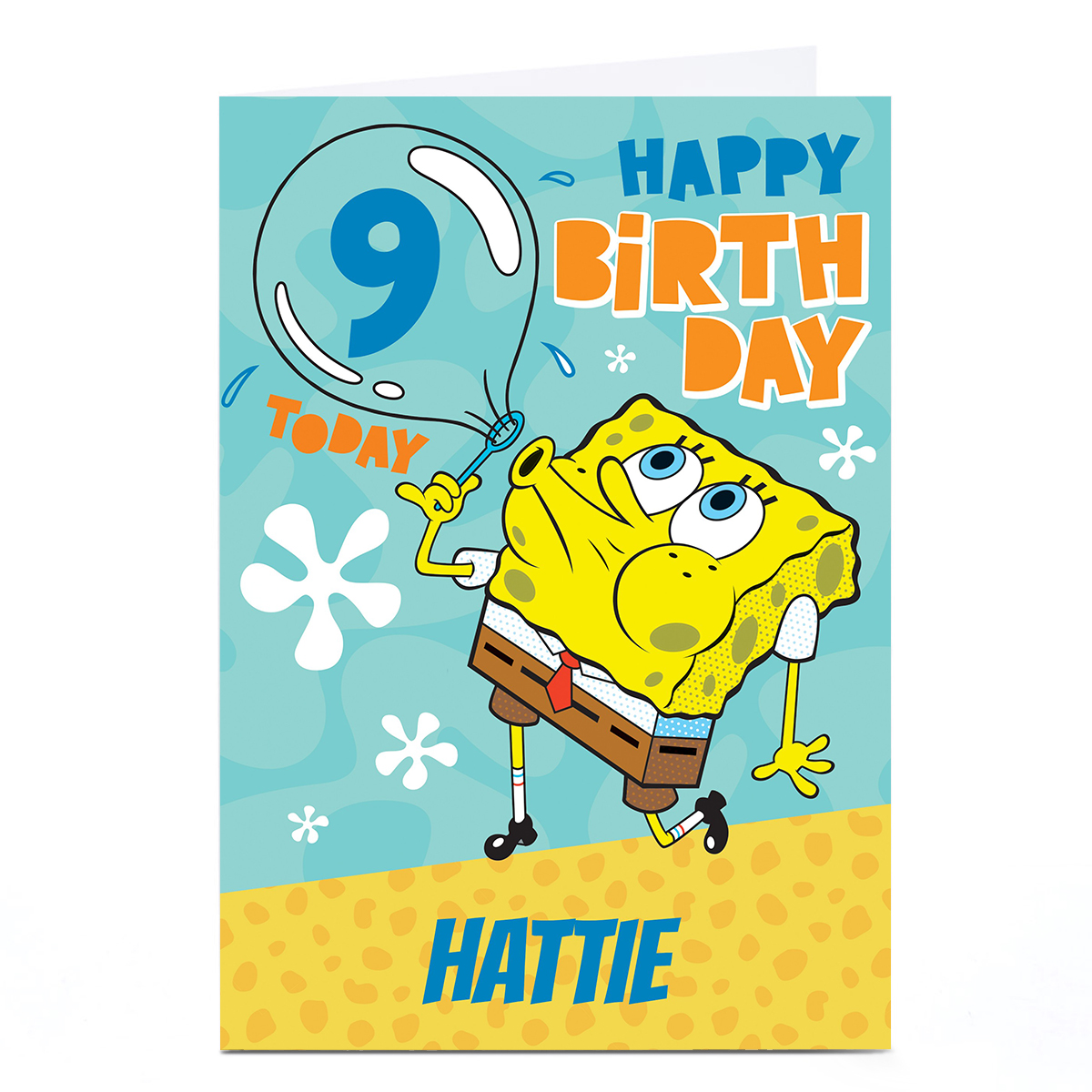 Personalised Birthday Card - Spongebob bubbles