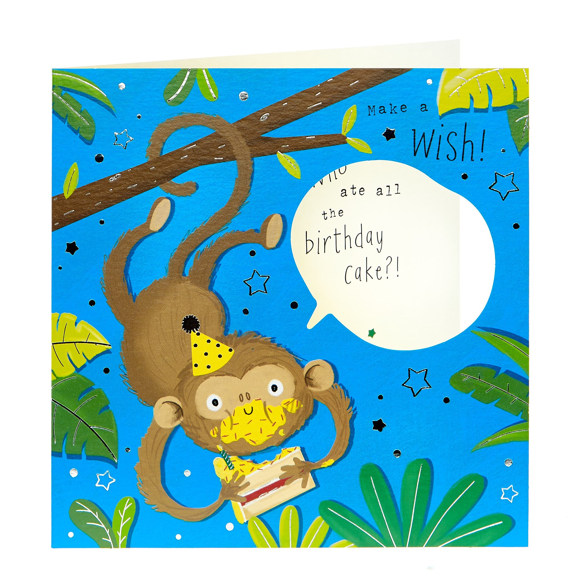 Birthday Card - Monkey Eating Cake