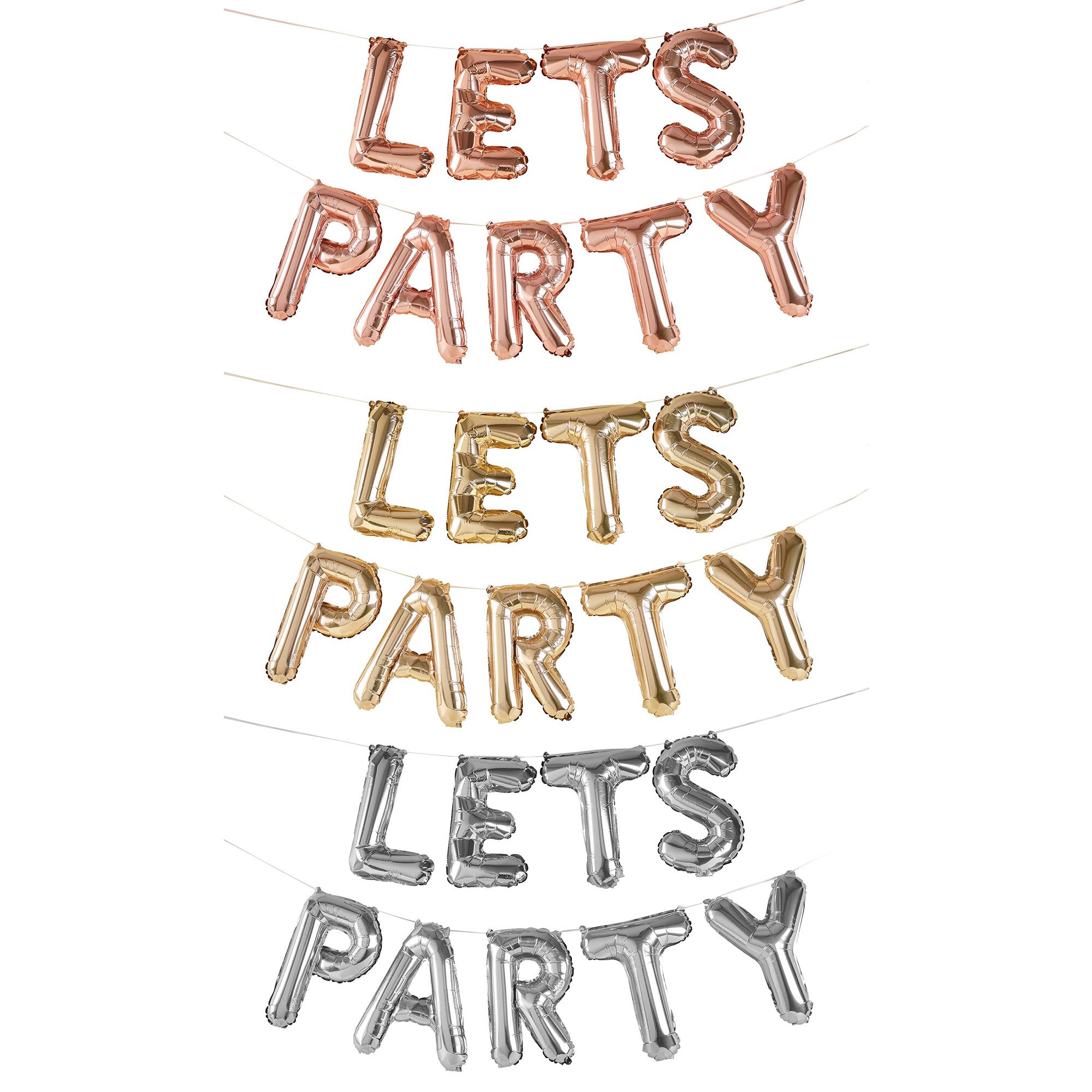 16-Inch Metallic Let's Party Foil Balloon Garland (3 Colour Options)