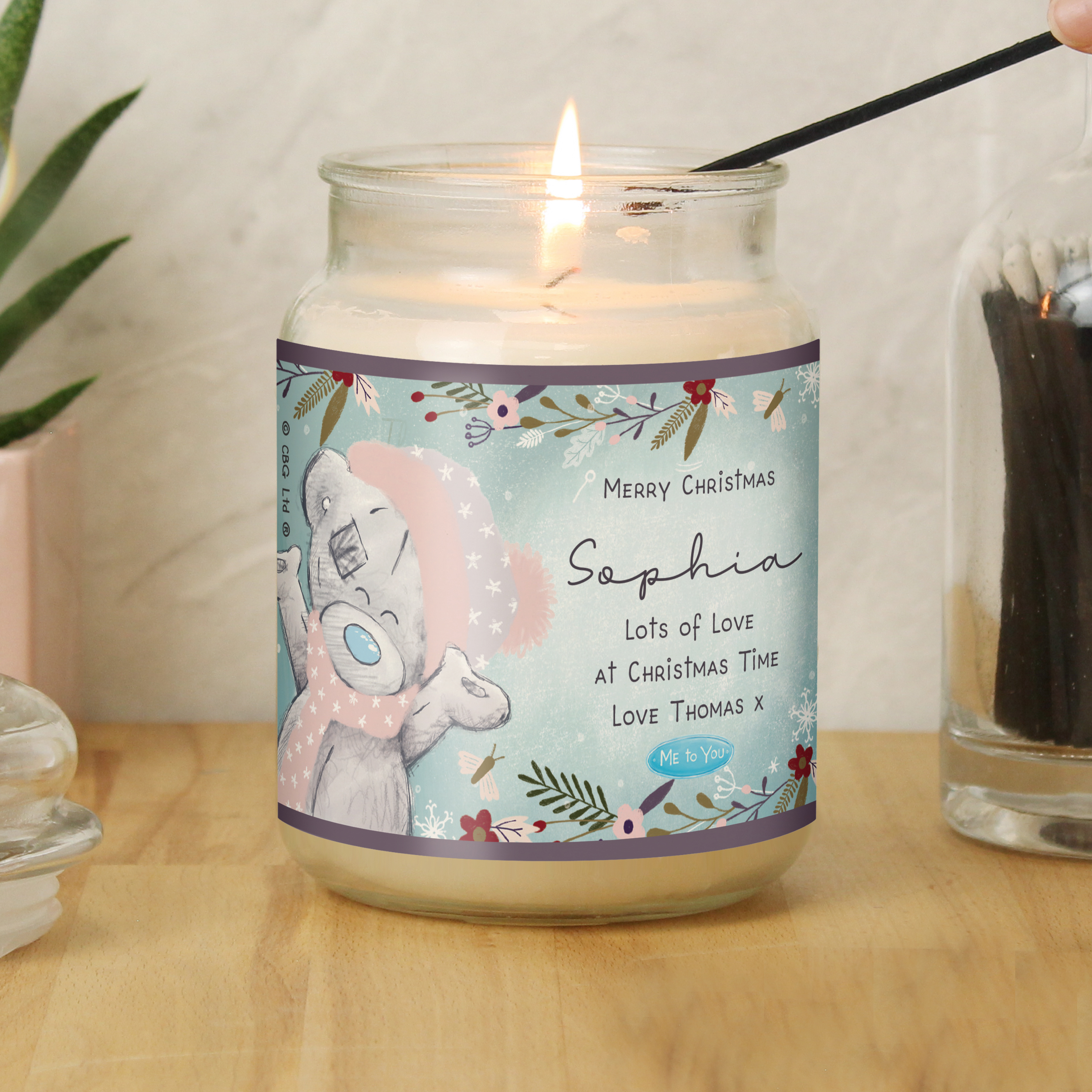 Personalised Me To You Tatty Teddy Cosy Winter Large Candle Jar