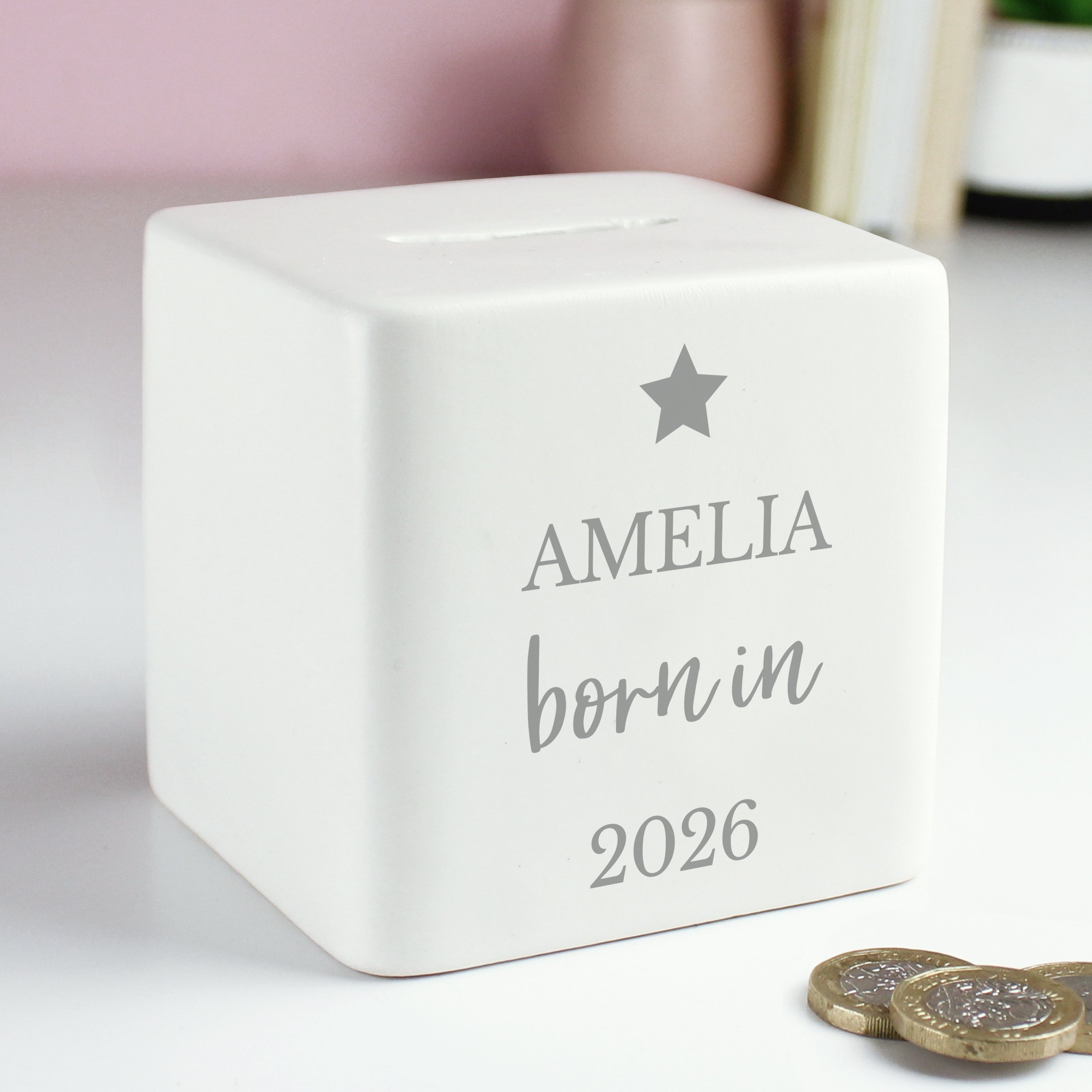 Personalised Born in Money Box