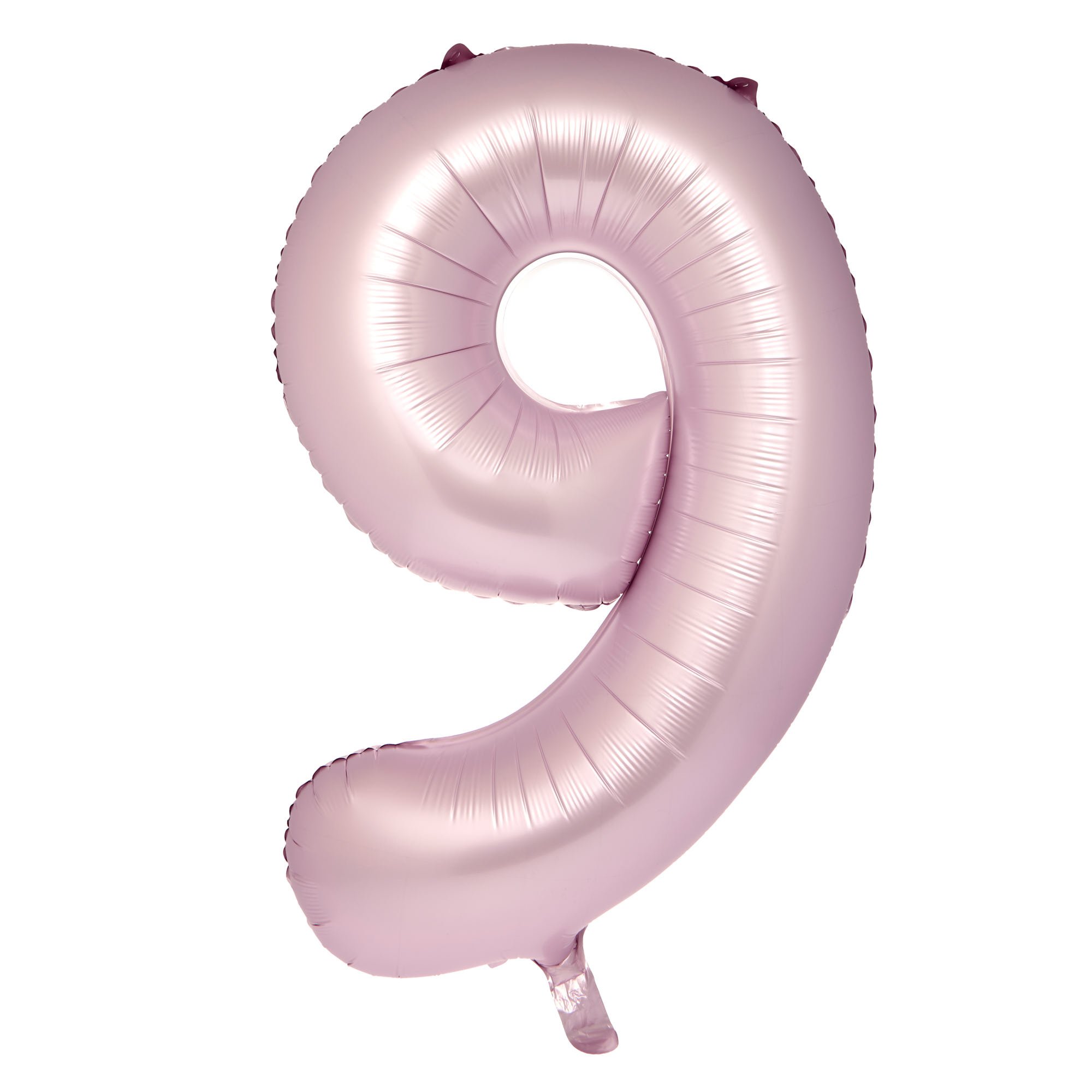 Large 34-Inch Pale Pink Foil Helium Number 9 Balloon - Uninflated