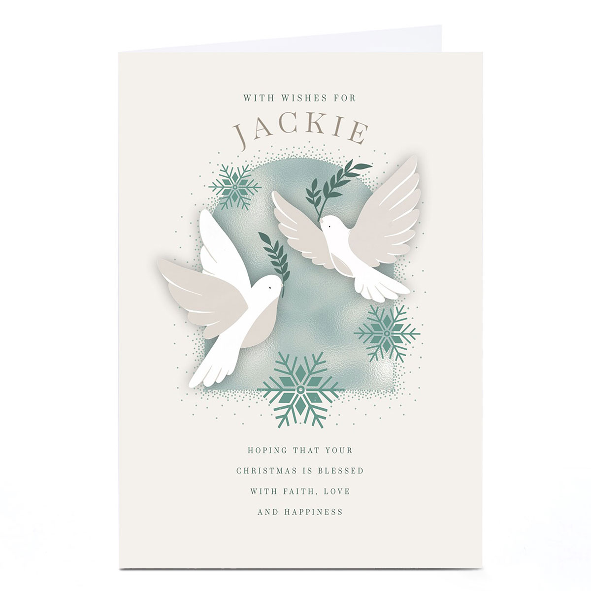 Personalised Christmas Card -  Blessed with Faith Love and Happiness