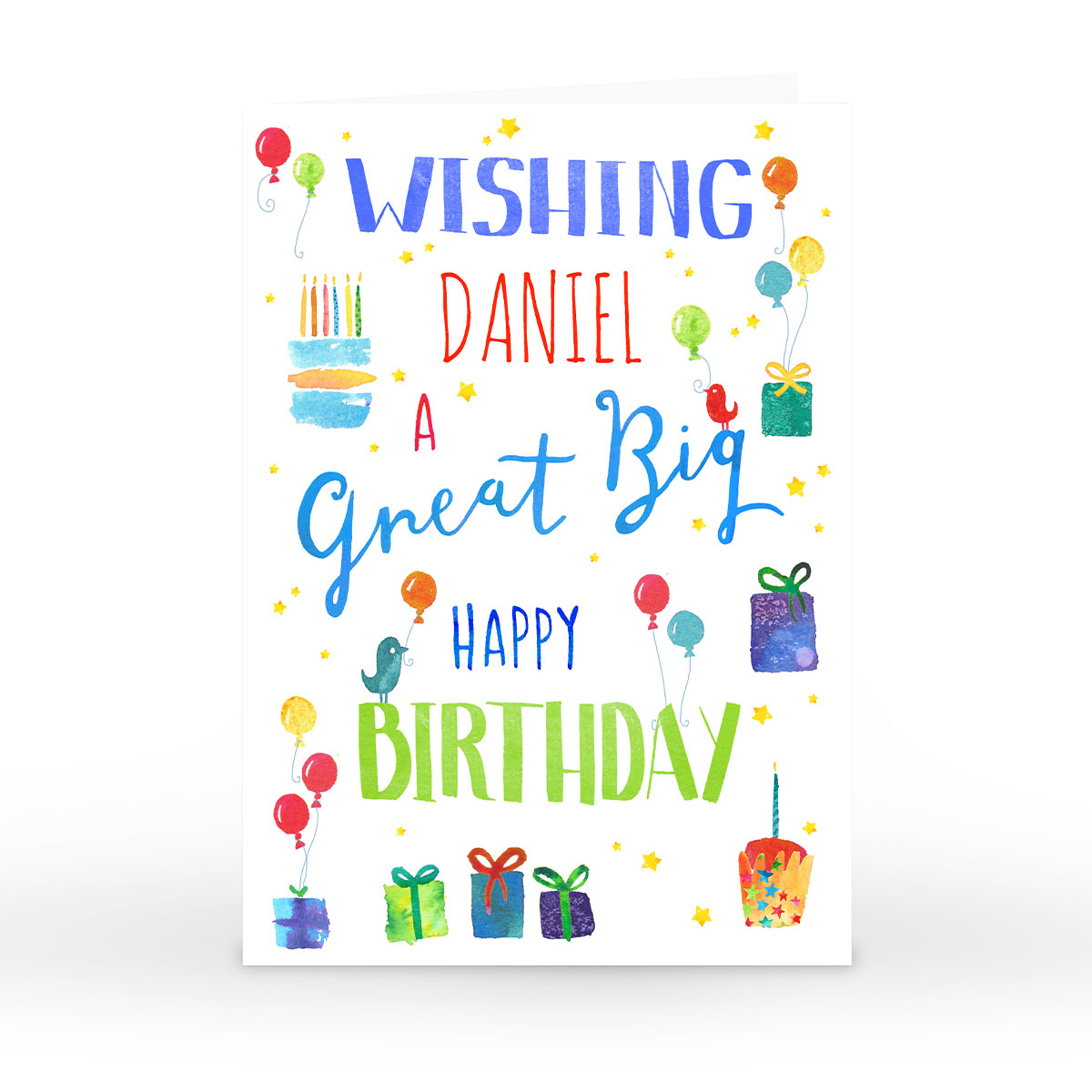 Personalised Nik Golesworthy Birthday Card - Cake & Presents