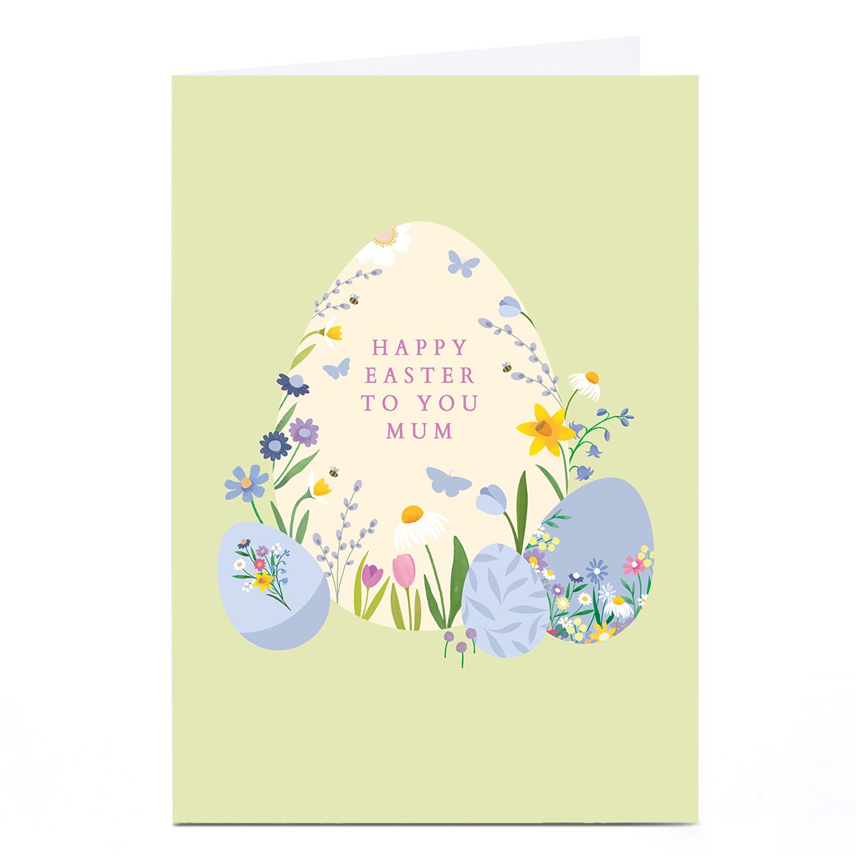 Personalised Easter Card - Floral Easter Eggs, Mum