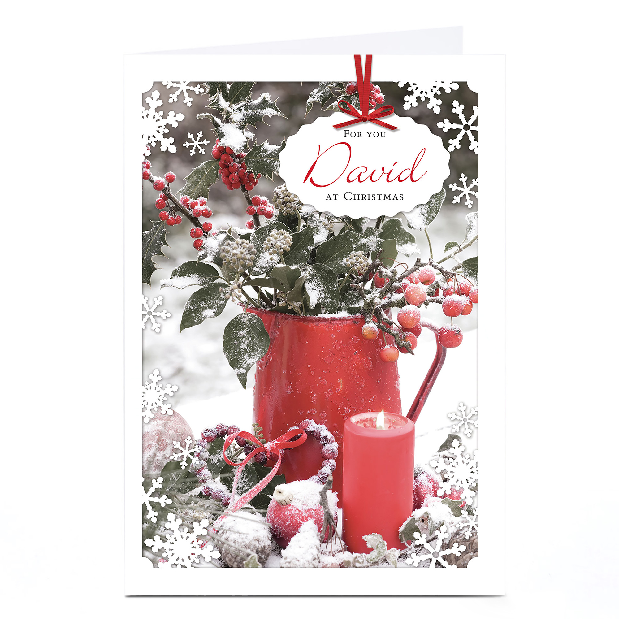 Personalised Christmas Card - Candle And Holly