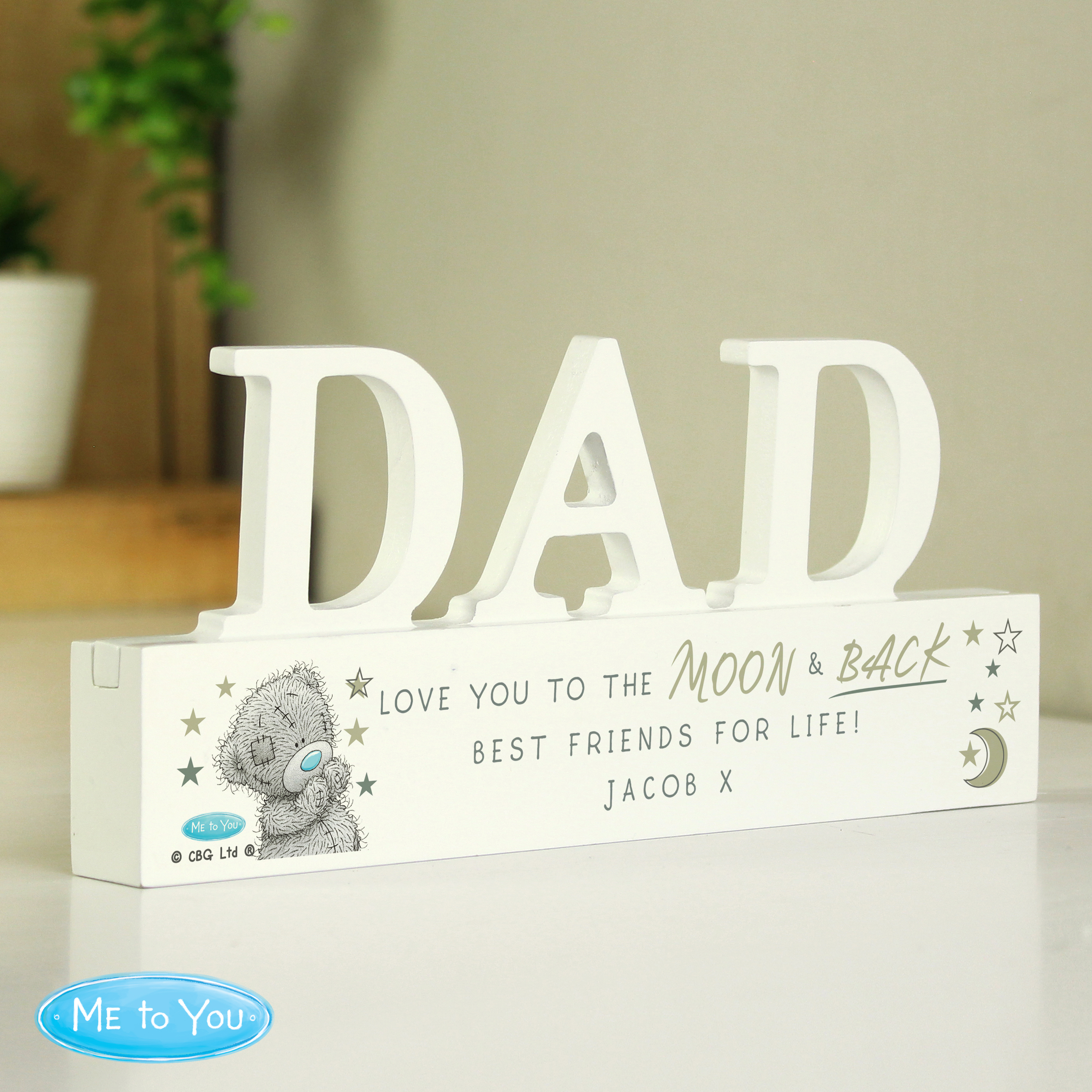 Personalised Me To You Moon & Back Wooden Dad Ornament