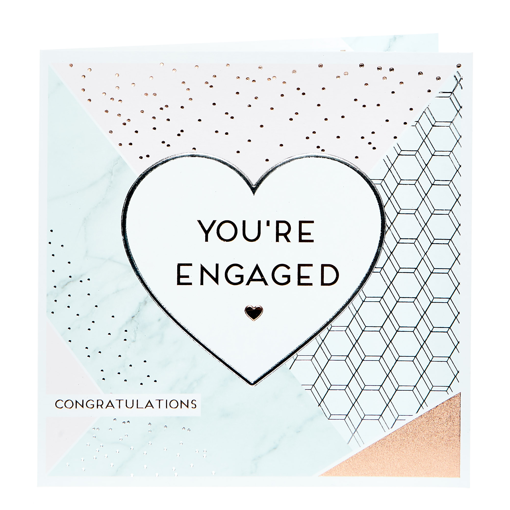 Platinum Collection Engagement Card - Geometric Marble